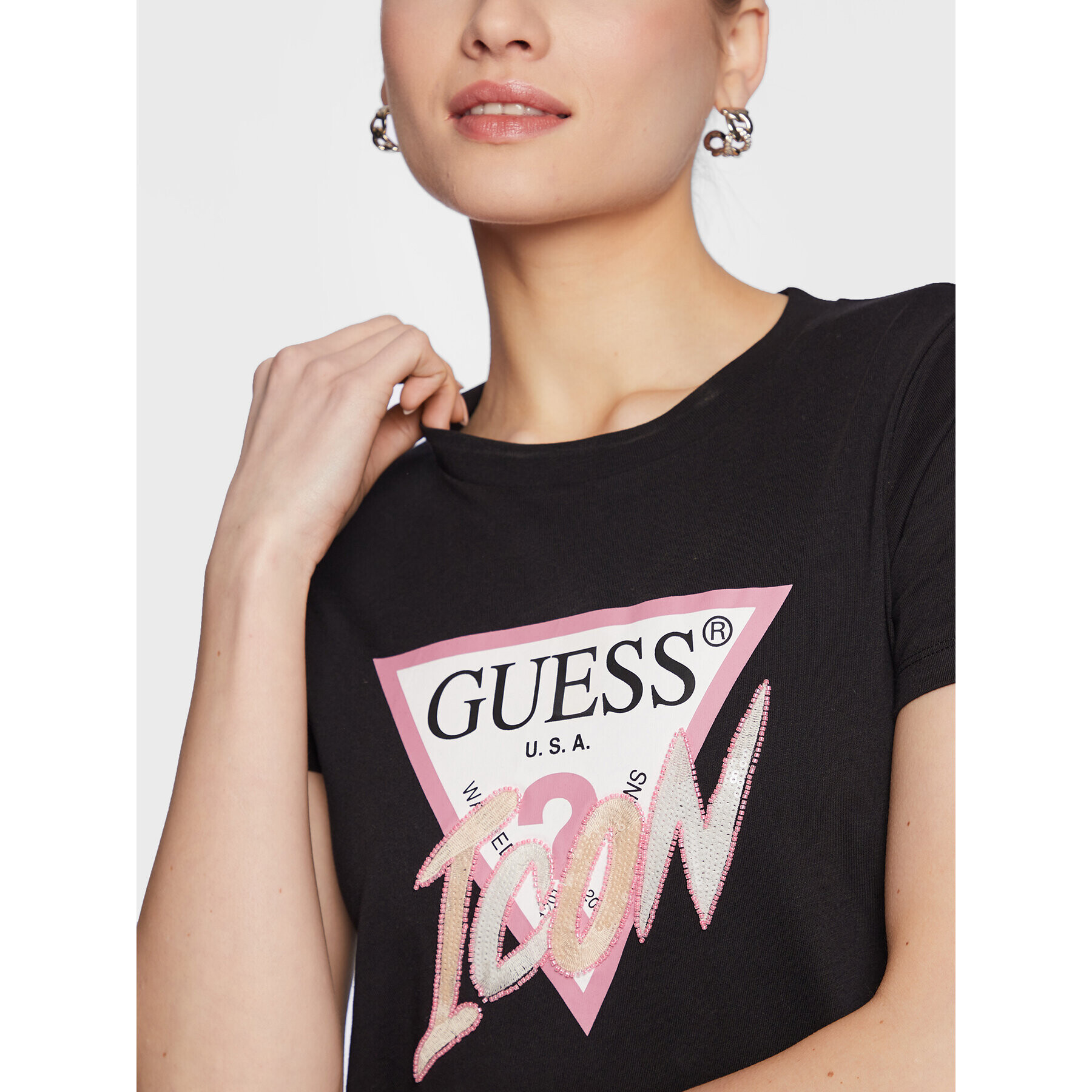 Guess T-Shirt Icon W3RI12 I3Z14 Černá Regular Fit - Pepit.cz