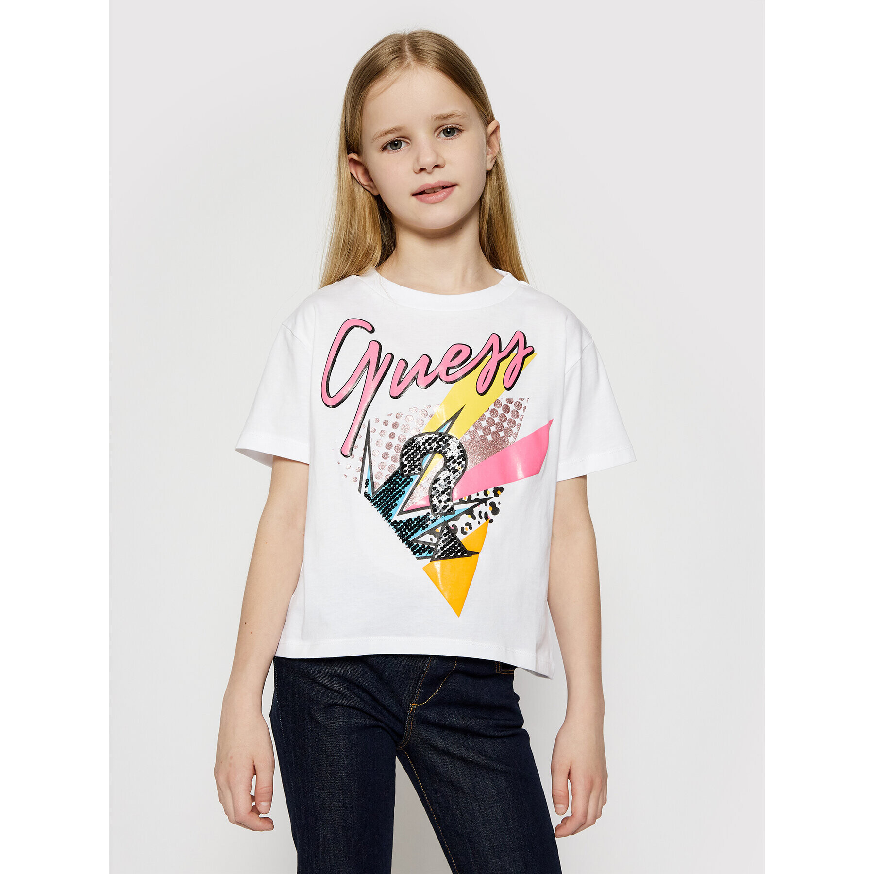 Guess T-Shirt J1RI08 K8HM0 Bílá Regular Fit - Pepit.cz