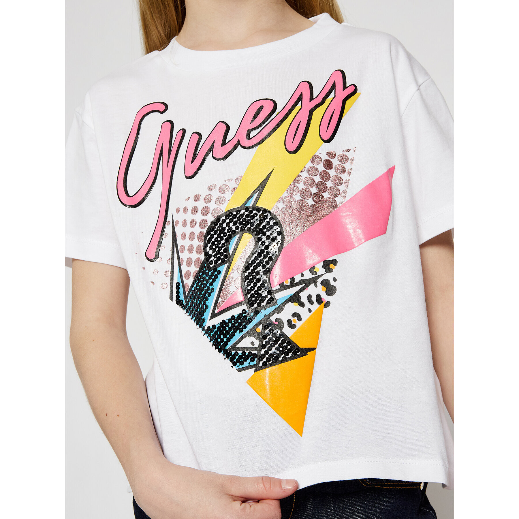 Guess T-Shirt J1RI08 K8HM0 Bílá Regular Fit - Pepit.cz