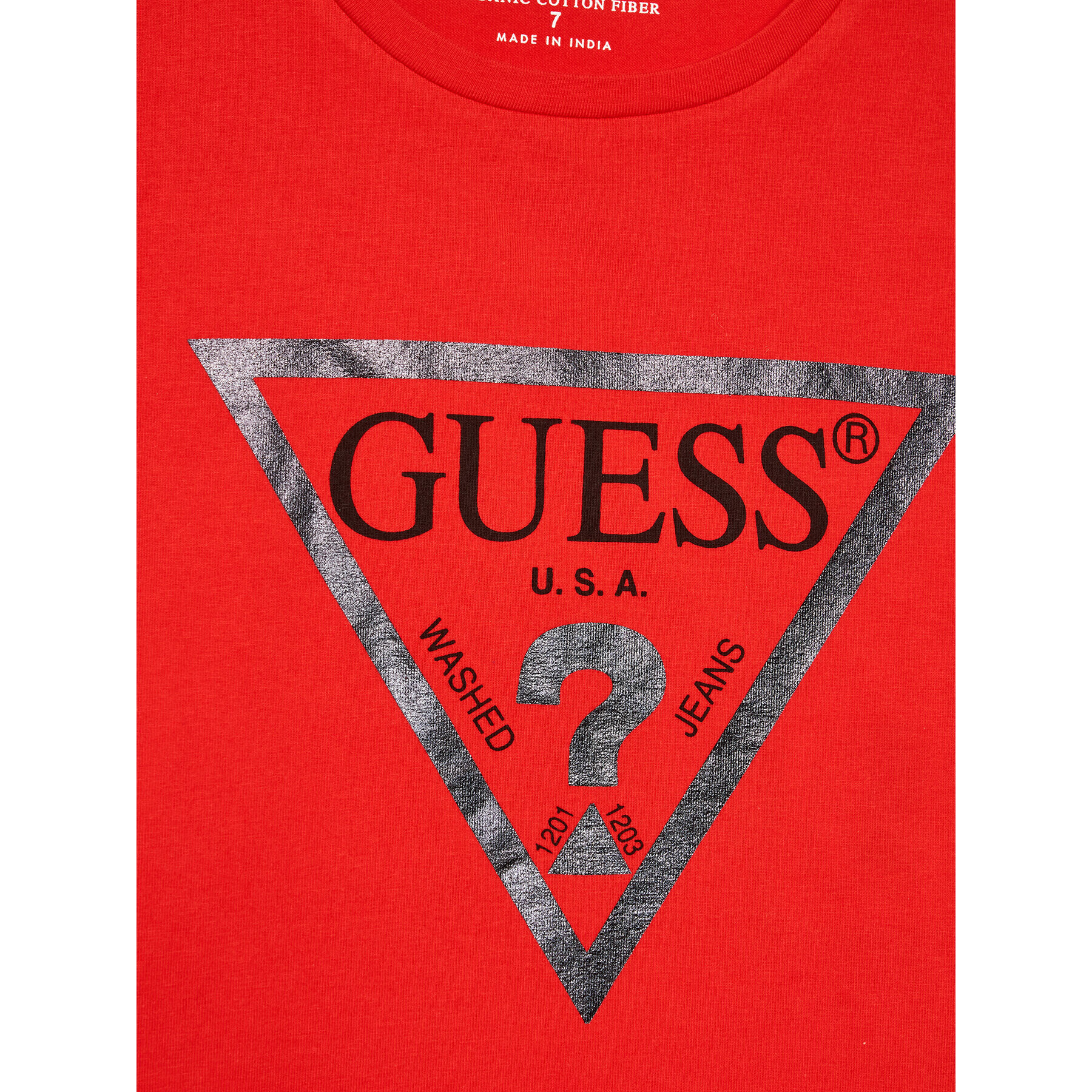 Guess T-Shirt J81I15 J1311 Červená Cropped Fit - Pepit.cz