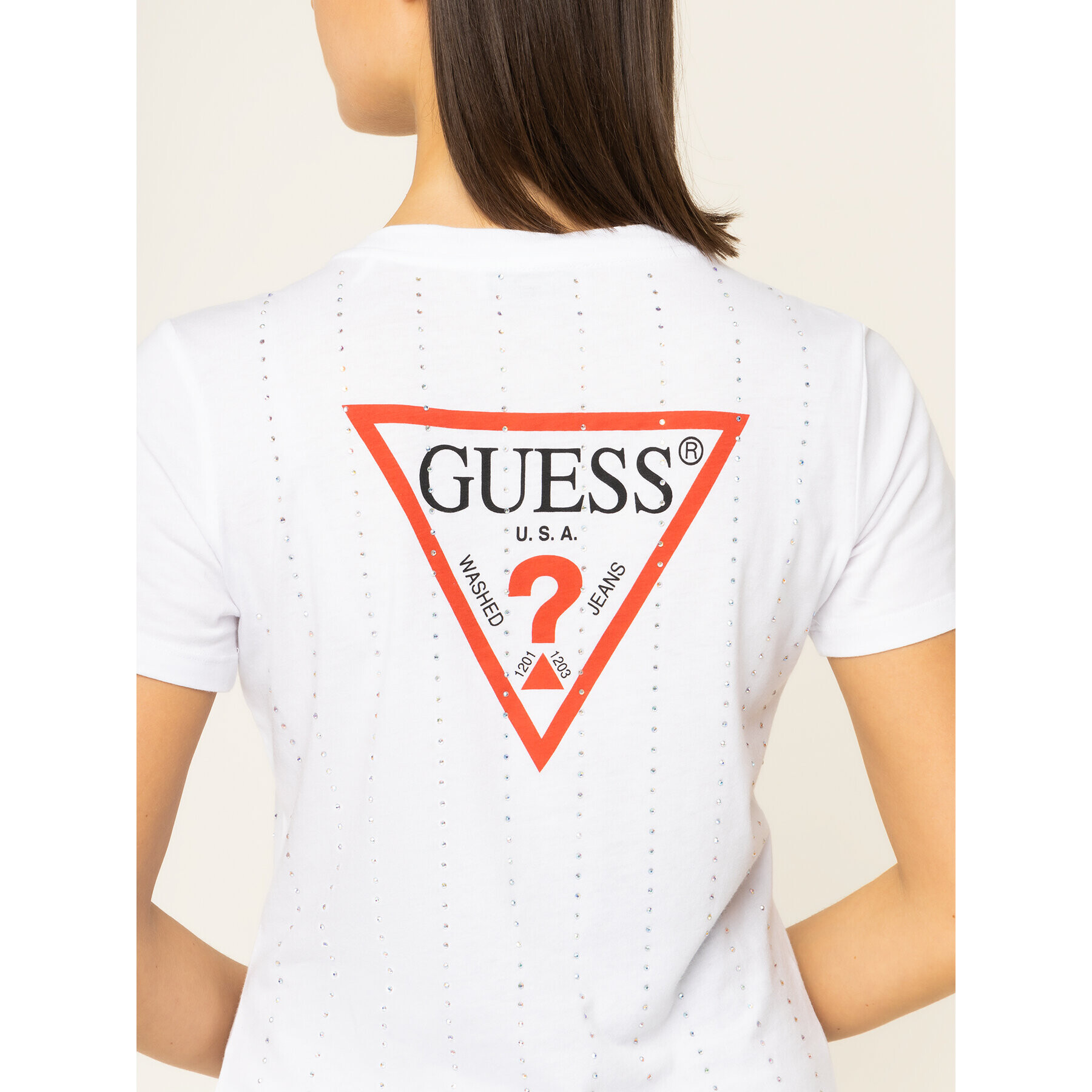 Guess T-Shirt Krystal Tee W01I70 K46D0 Bílá Regular Fit - Pepit.cz