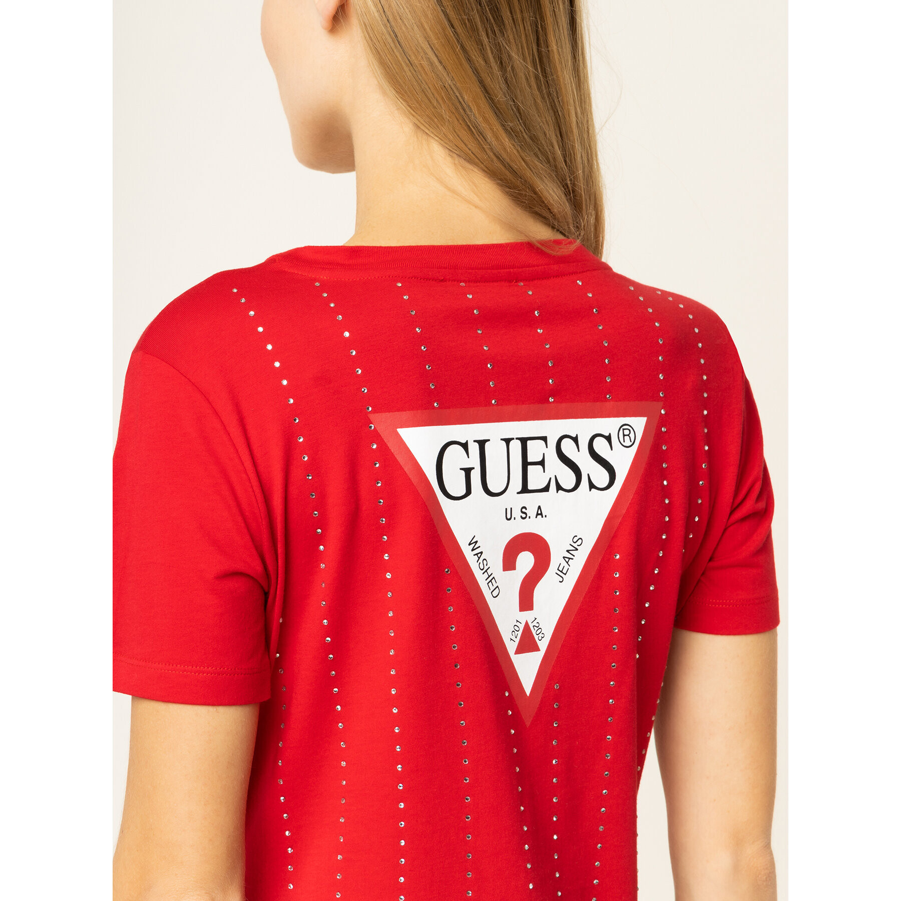 Guess T-Shirt Krystal Tee W01I70 K46D0 Červená Regular Fit - Pepit.cz