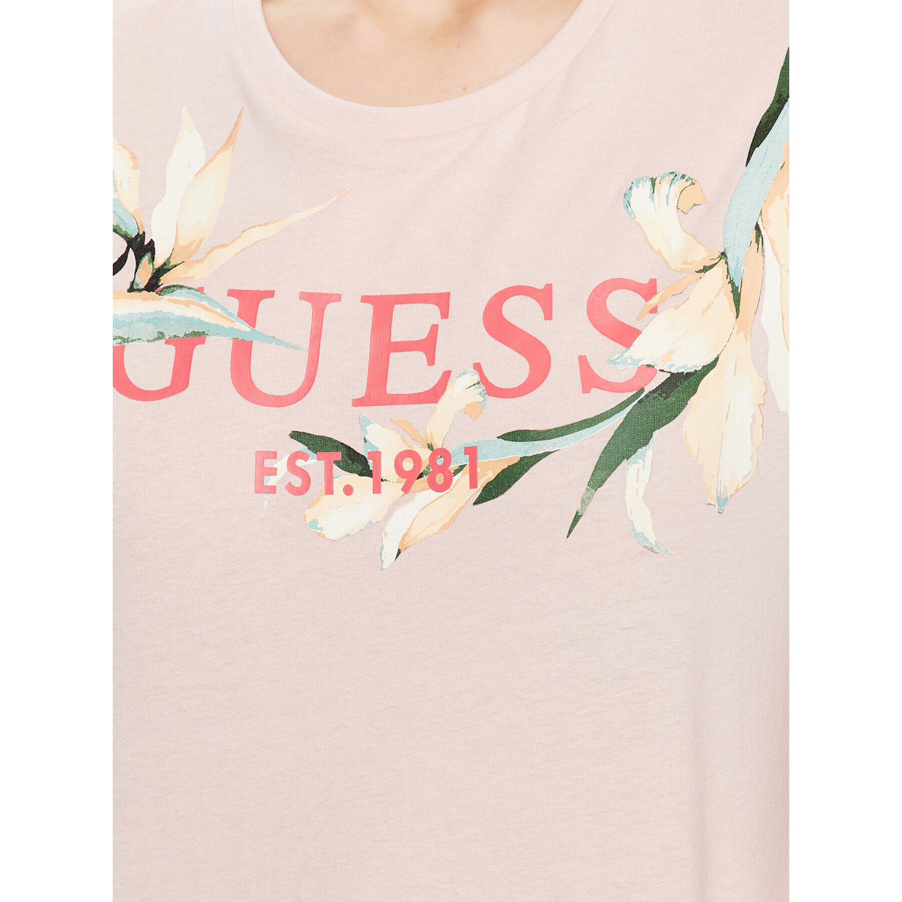 Guess T-Shirt Logo Flowers W3GI43 JA914 Růžová Boxy Fit - Pepit.cz