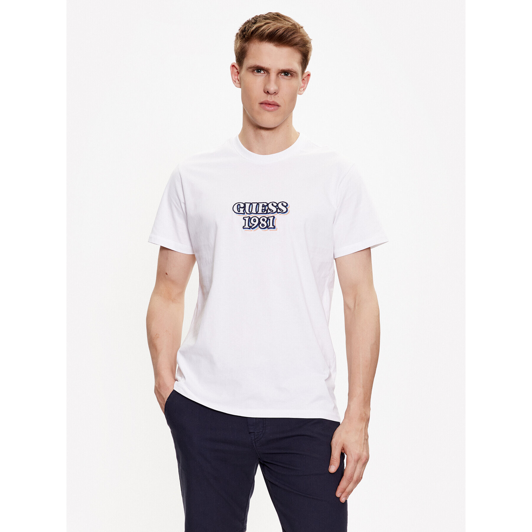 Guess T-Shirt Logo M3GI30 K8FQ4 Bílá Slim Fit - Pepit.cz