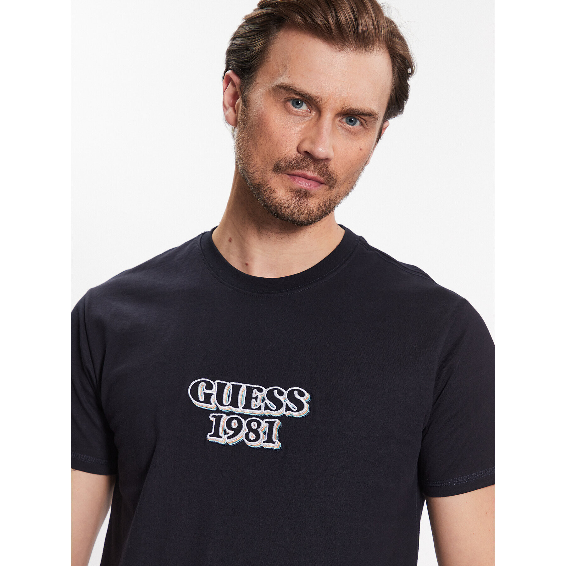 Guess T-Shirt Logo M3GI30 K8FQ4 Tmavomodrá Slim Fit - Pepit.cz