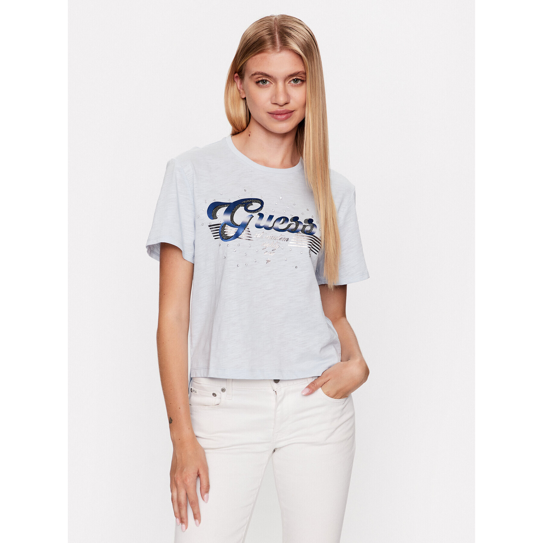 Guess T-Shirt Logo W3GI33 KB3P0 Modrá Boxy Fit - Pepit.cz