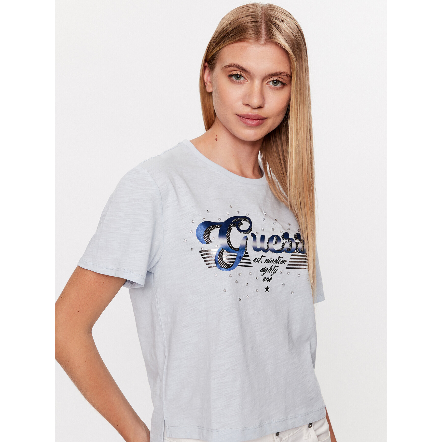 Guess T-Shirt Logo W3GI33 KB3P0 Modrá Boxy Fit - Pepit.cz