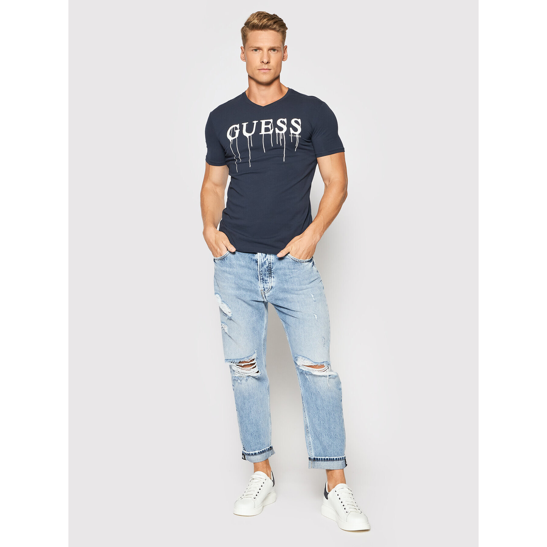 Guess T-Shirt M0YI0X J1300 Tmavomodrá Slim Fit - Pepit.cz