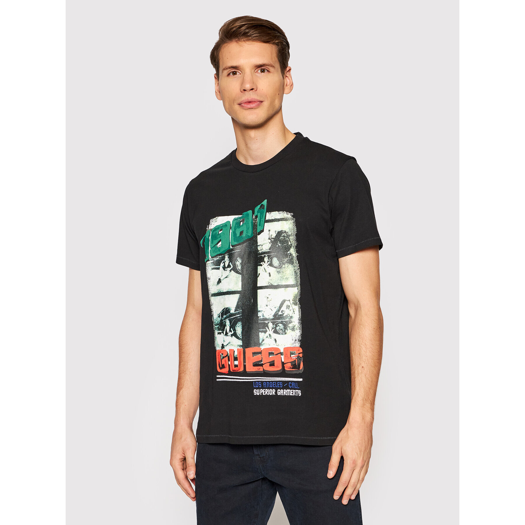 Guess T-Shirt M1BI07 K8FQ1 Černá Regular Fit - Pepit.cz