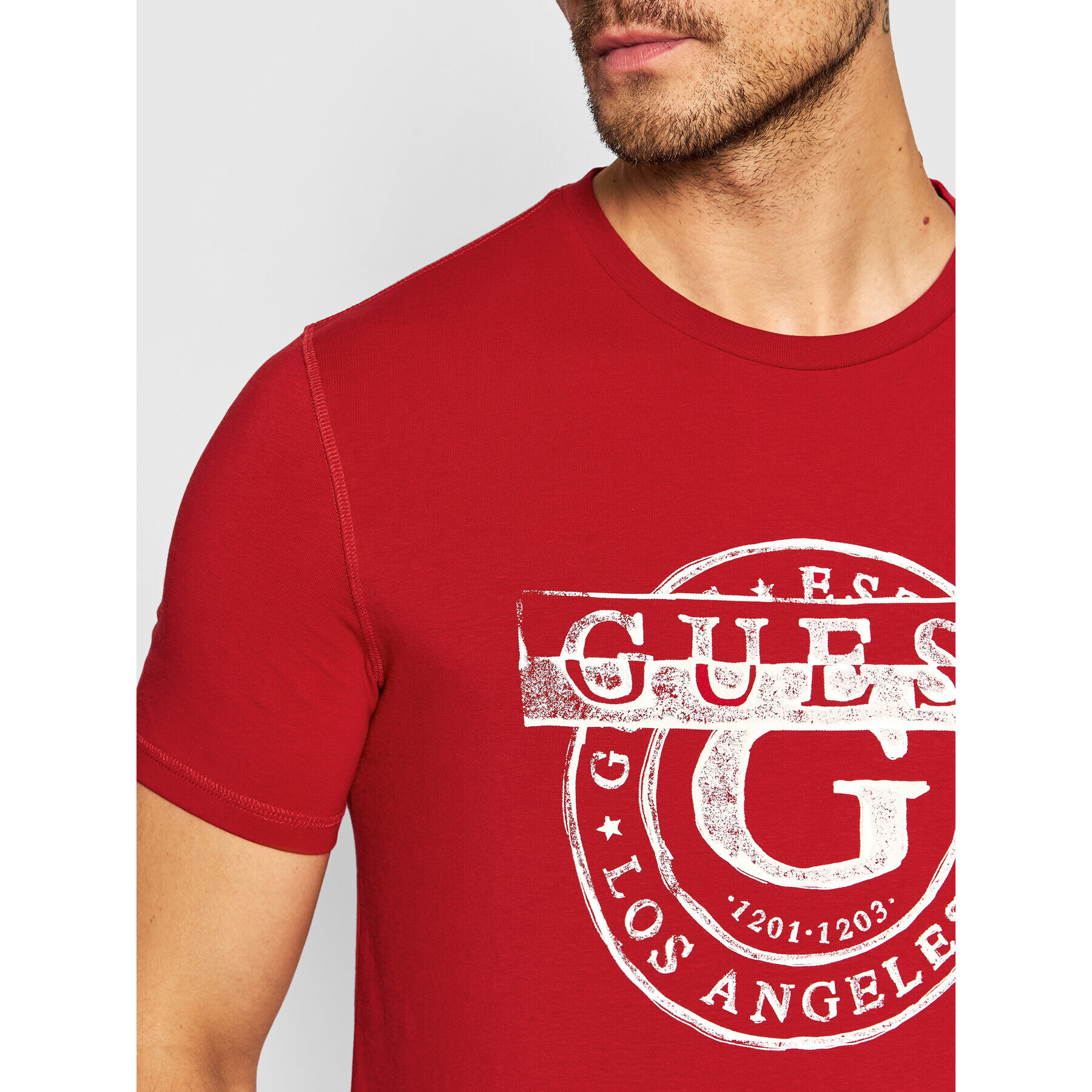 Guess T-Shirt M1BI35 J1311 Červená Slim Fit - Pepit.cz