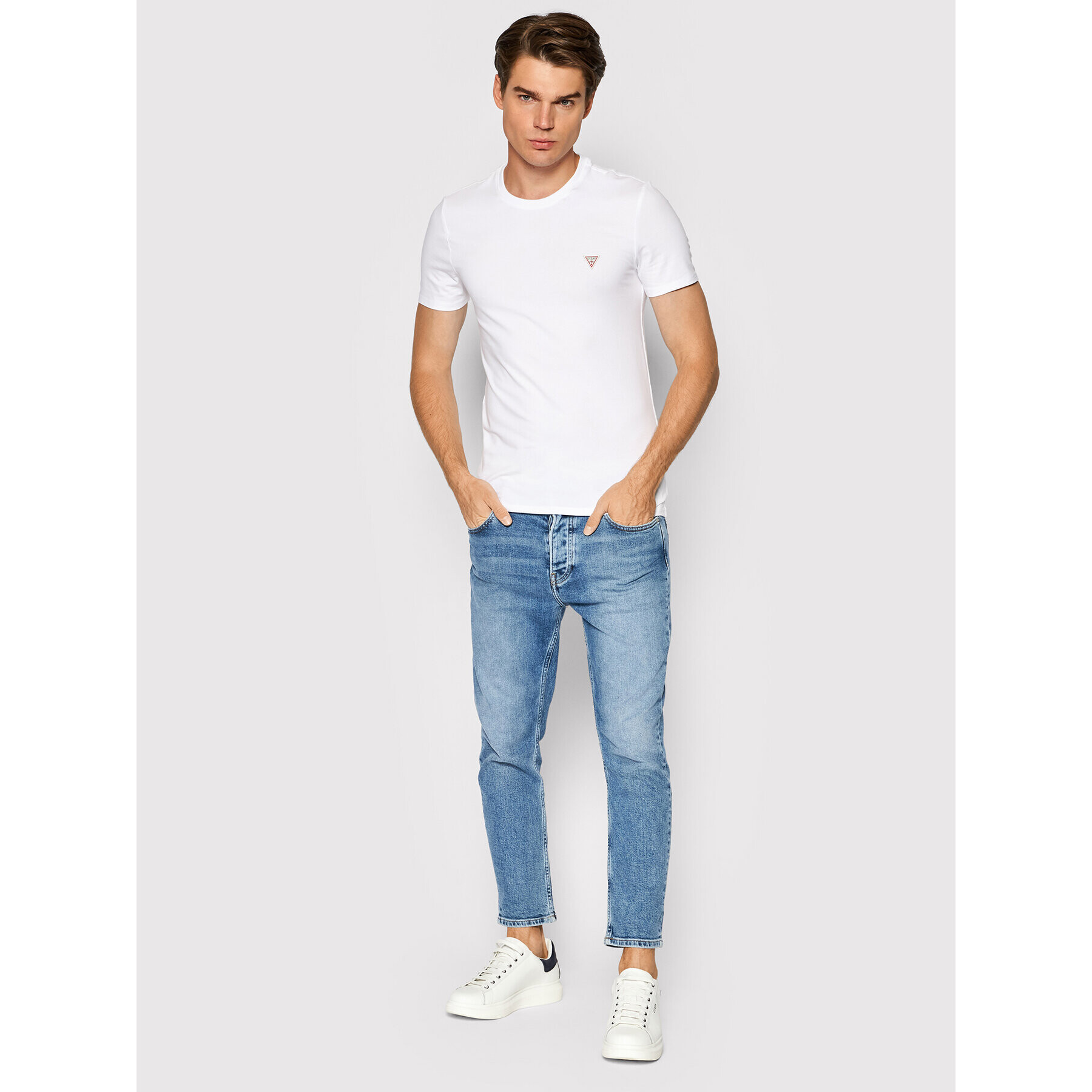 Guess T-Shirt M1RI24 J1311 Bílá Super Slim Fit - Pepit.cz