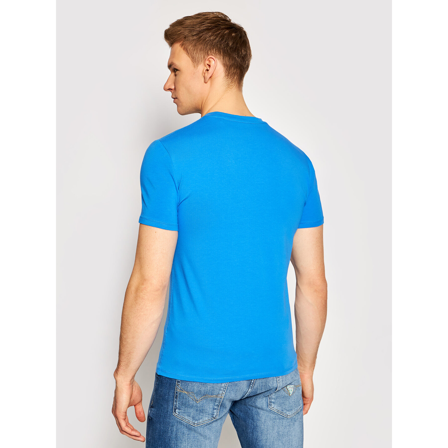 Guess T-Shirt M1RI24 J1311 Modrá Super Slim Fit - Pepit.cz