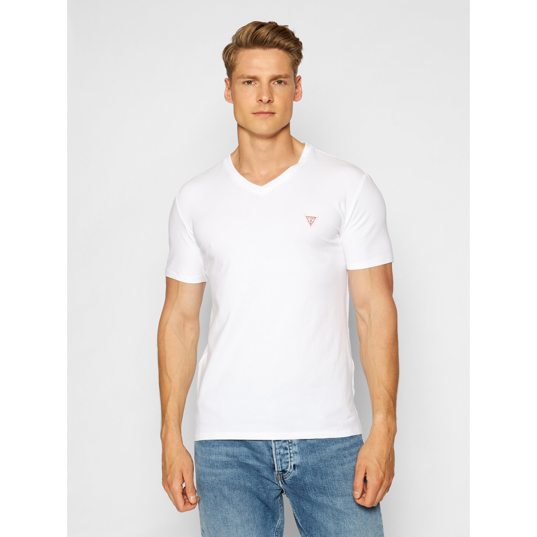 Guess T-Shirt M1RI32 J1311 Bílá Super Slim Fit - Pepit.cz