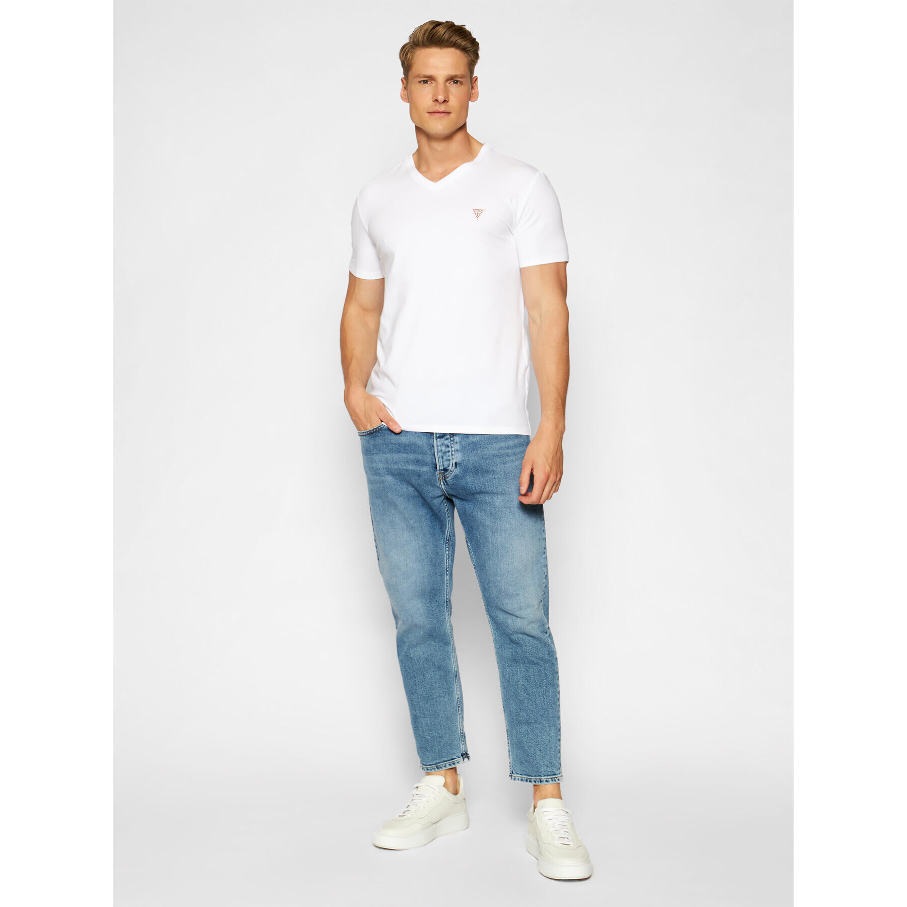 Guess T-Shirt M1RI32 J1311 Bílá Super Slim Fit - Pepit.cz