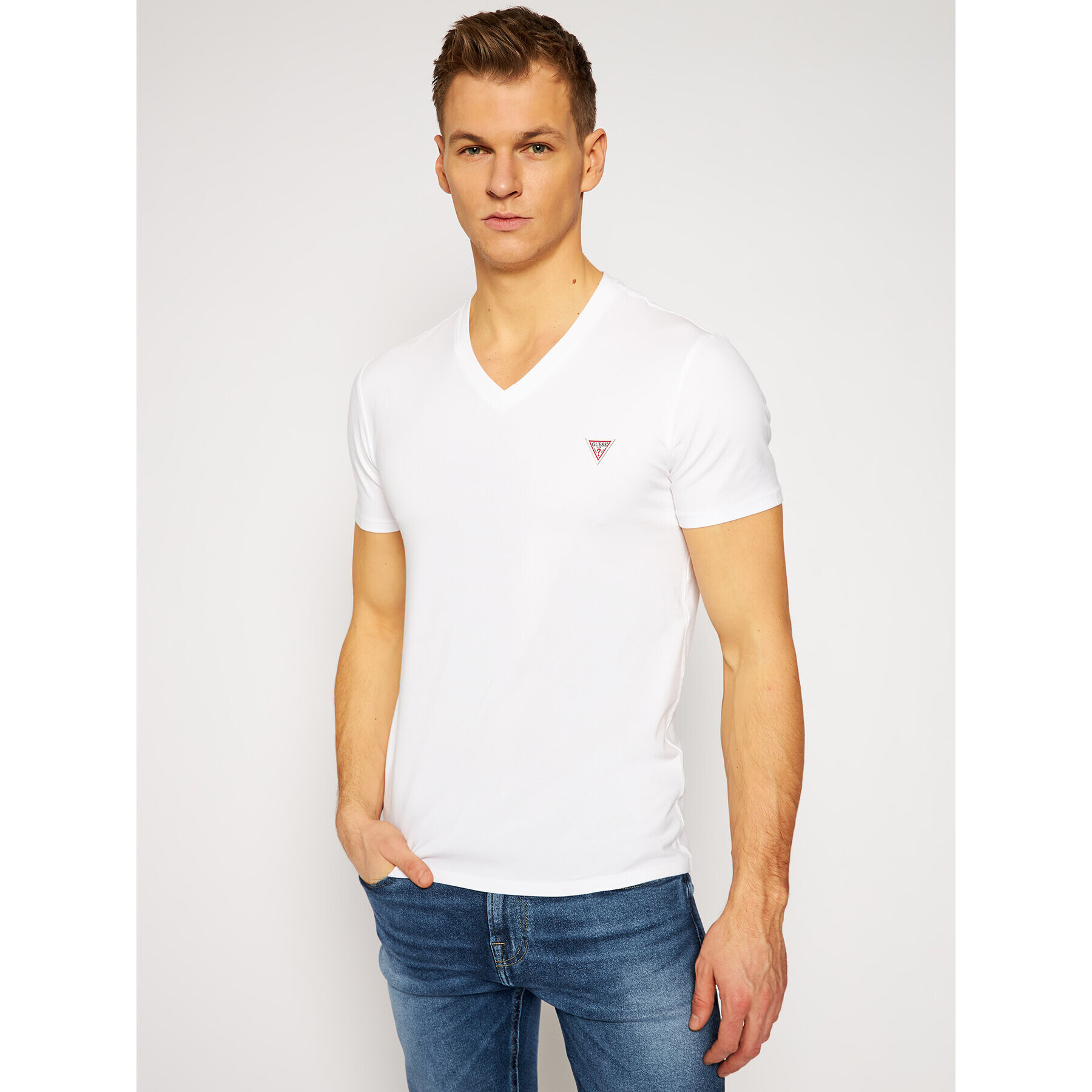 Guess T-Shirt M1RI32 J1311 Bílá Super Slim Fit - Pepit.cz