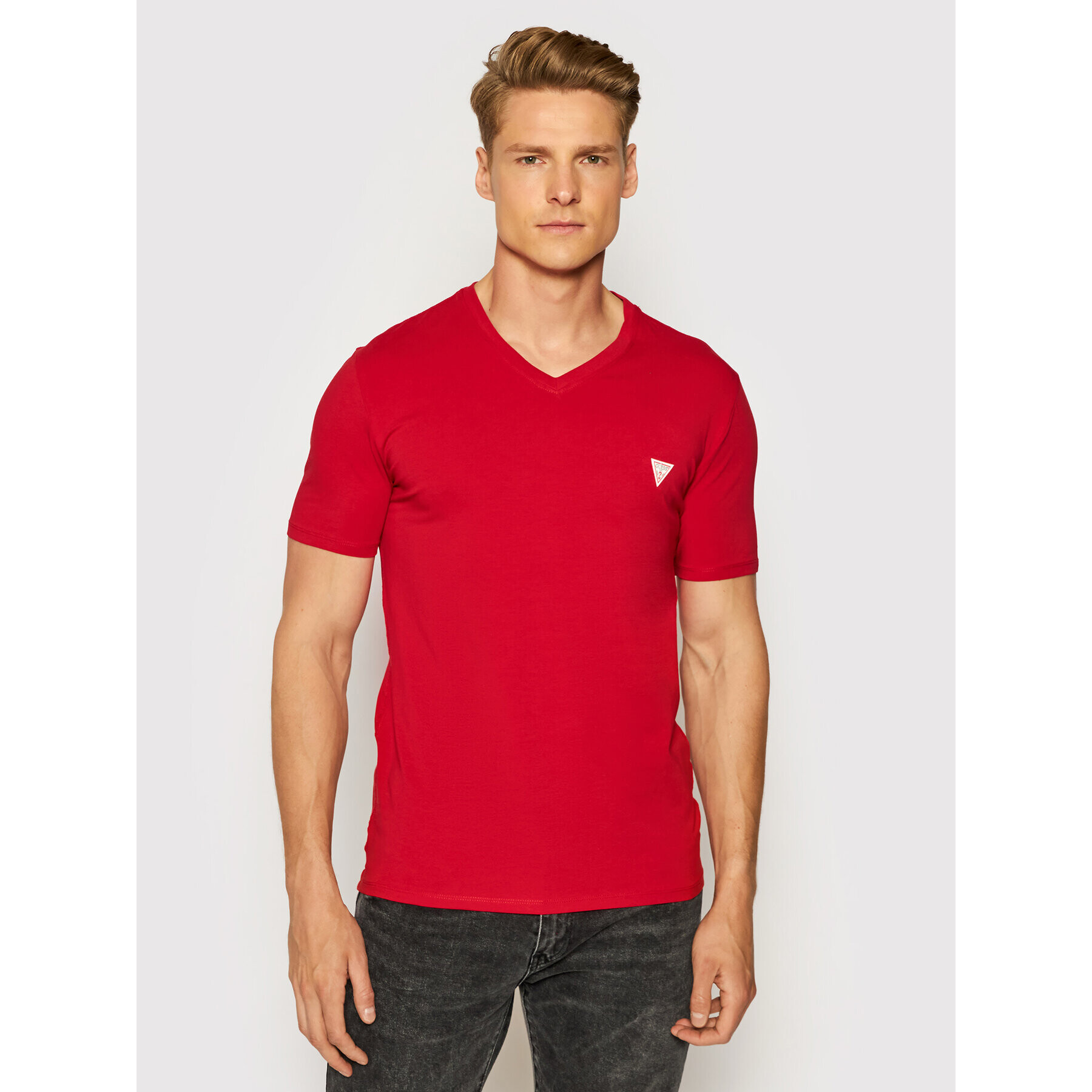 Guess T-Shirt M1RI32 J1311 Červená Super Slim Fit - Pepit.cz