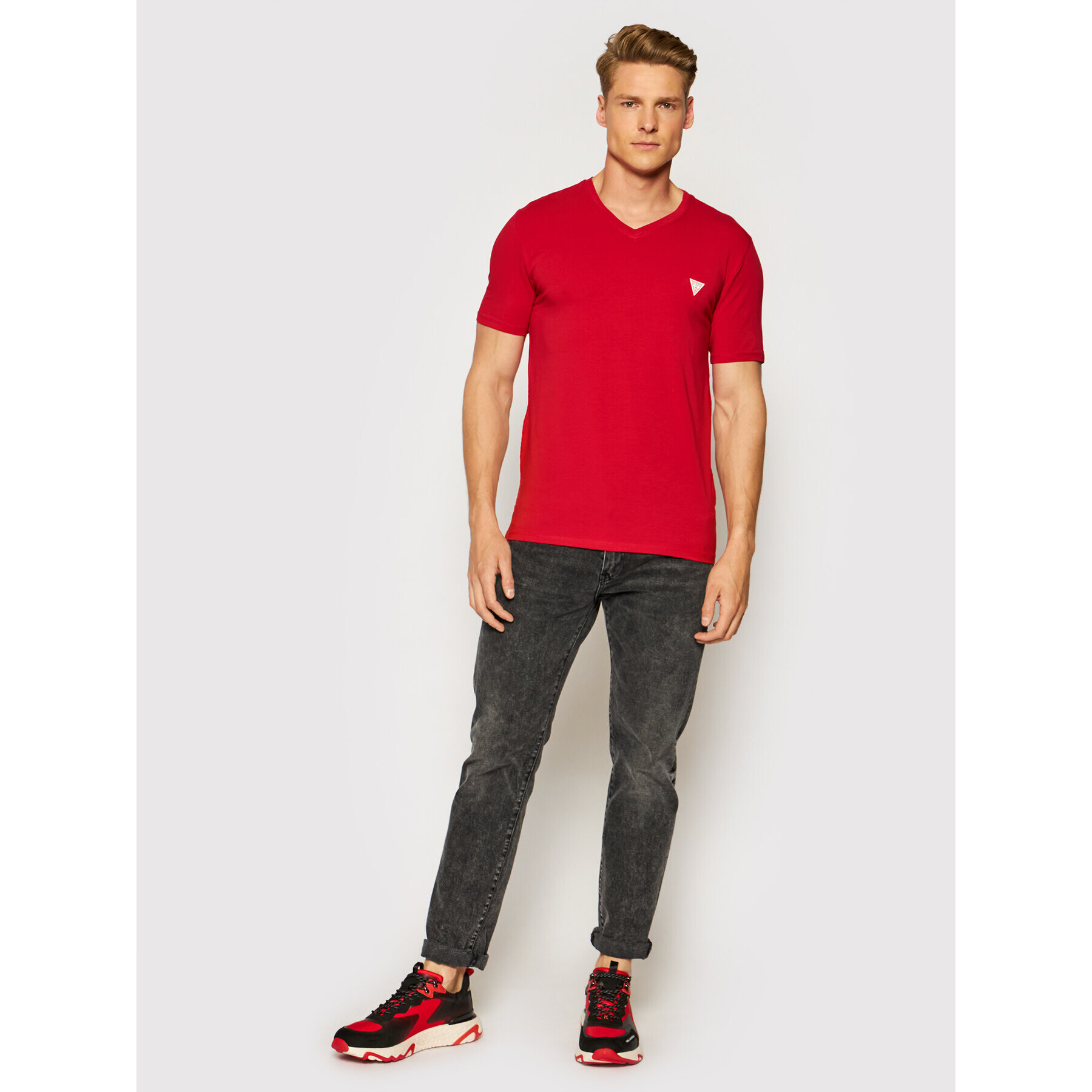 Guess T-Shirt M1RI32 J1311 Červená Super Slim Fit - Pepit.cz