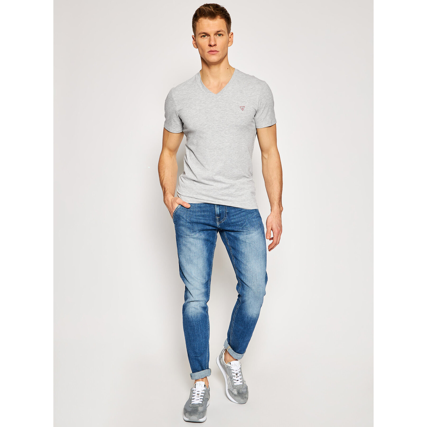 Guess T-Shirt M1RI32 J1311 Šedá Super Slim Fit - Pepit.cz