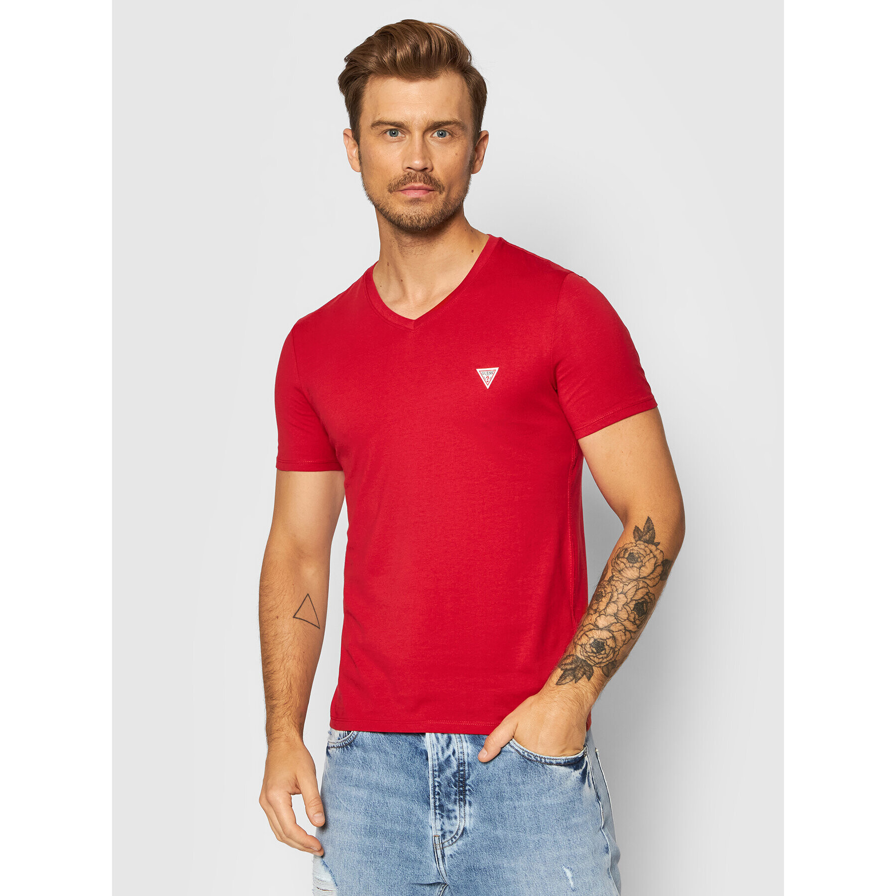 Guess T-Shirt M1RI37 I3Z11 Červená Slim Fit - Pepit.cz