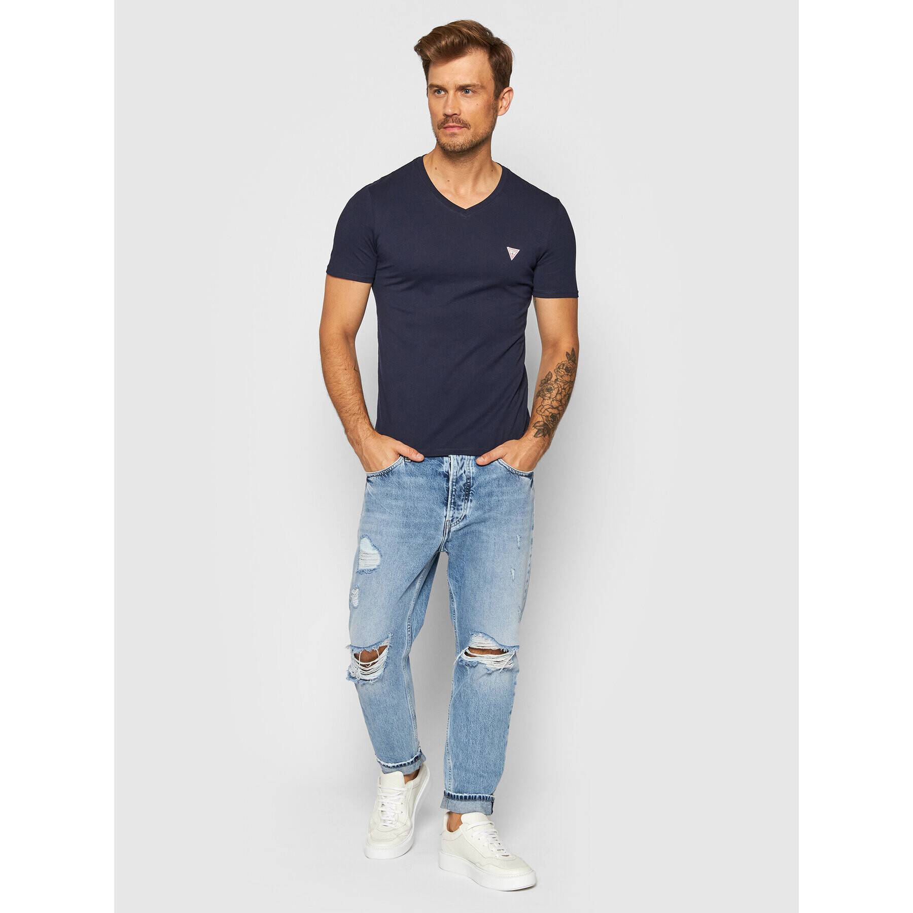 Guess T-Shirt M1RI37 I3Z11 Tmavomodrá Slim Fit - Pepit.cz