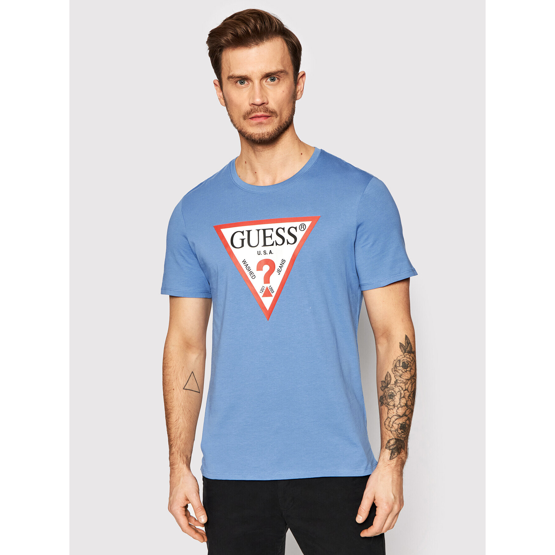 Guess T-Shirt M1RI7 I3Z11 Modrá Slim Fit - Pepit.cz