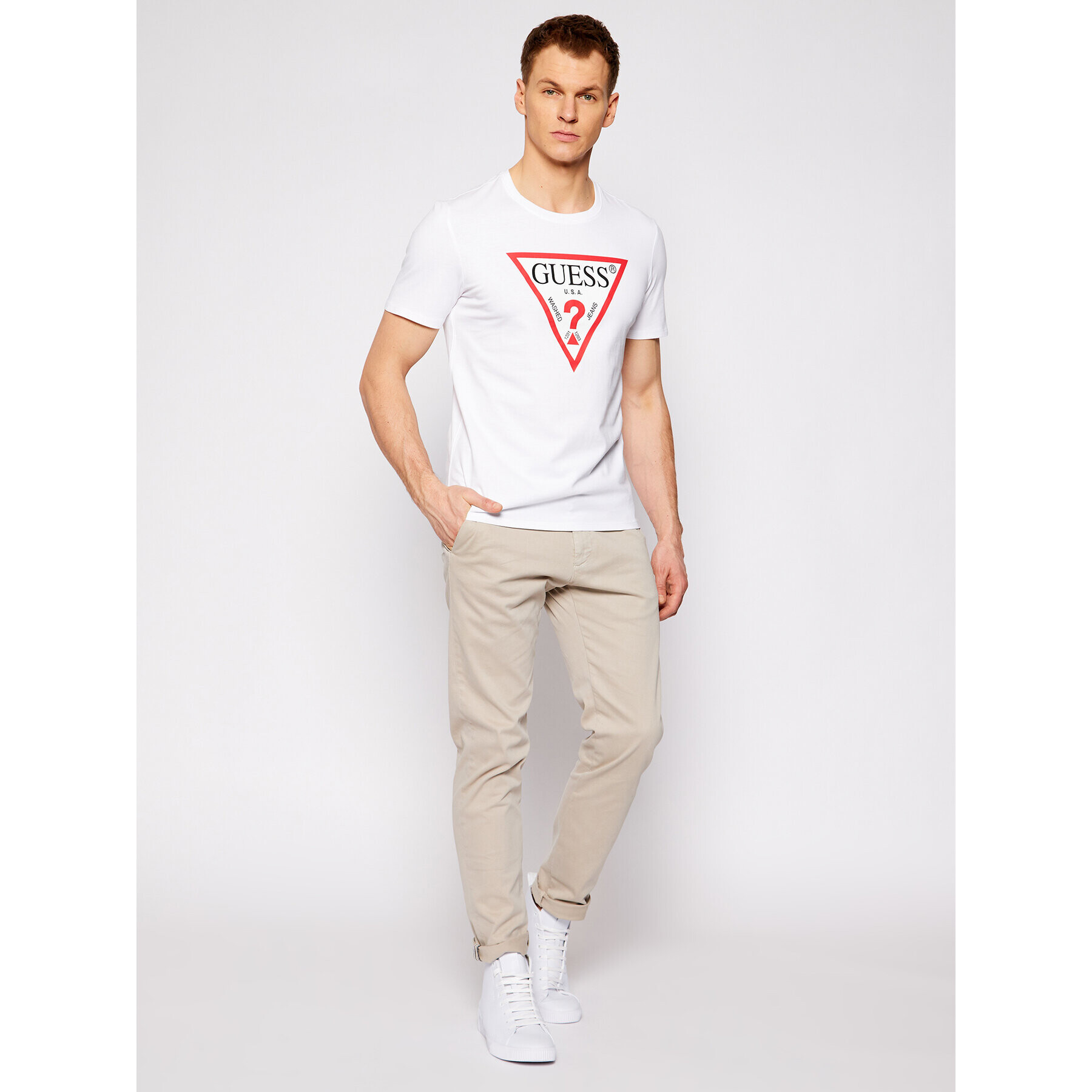 Guess T-Shirt M1RI71 I3Z11 Bílá Slim Fit - Pepit.cz