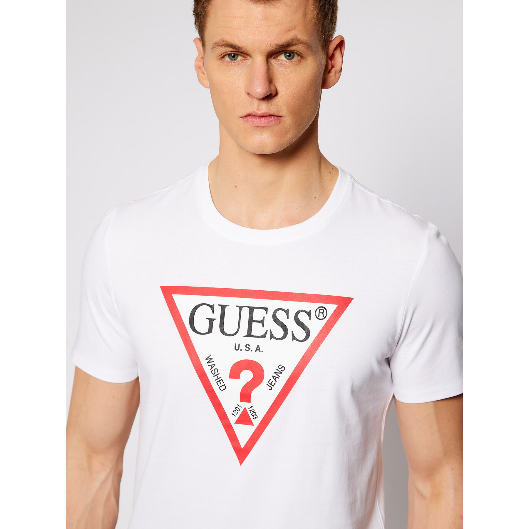 Guess T-Shirt M1RI71 I3Z11 Bílá Slim Fit - Pepit.cz