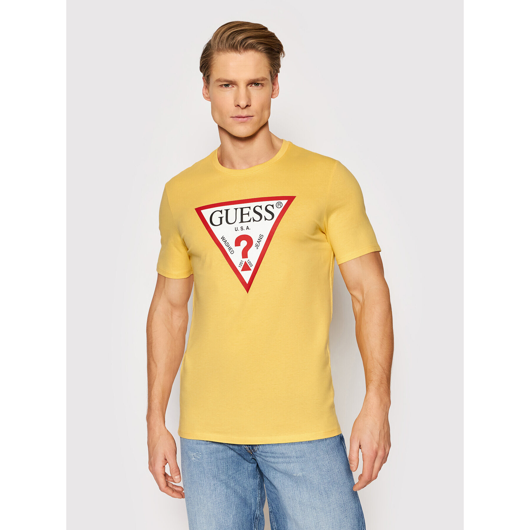 Guess T-Shirt M1RI71 I3Z11 Žlutá Slim Fit - Pepit.cz