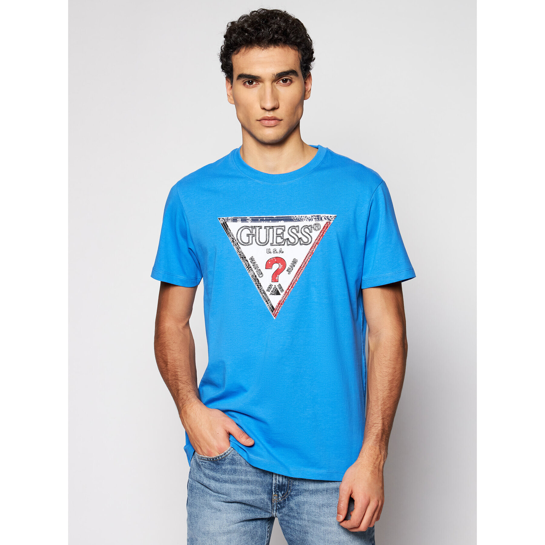 Guess T-Shirt M1RI72 K8FQ1 Modrá Regular Fit - Pepit.cz