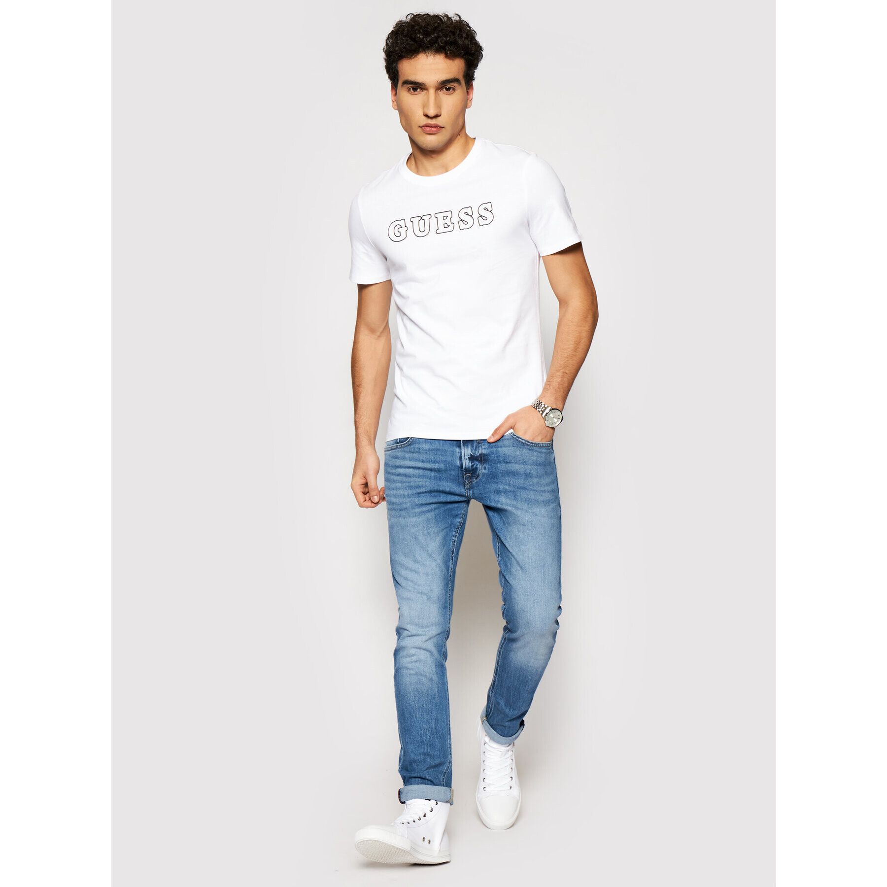 Guess T-Shirt M1YI53 I3Z11 Bílá Slim Fit - Pepit.cz