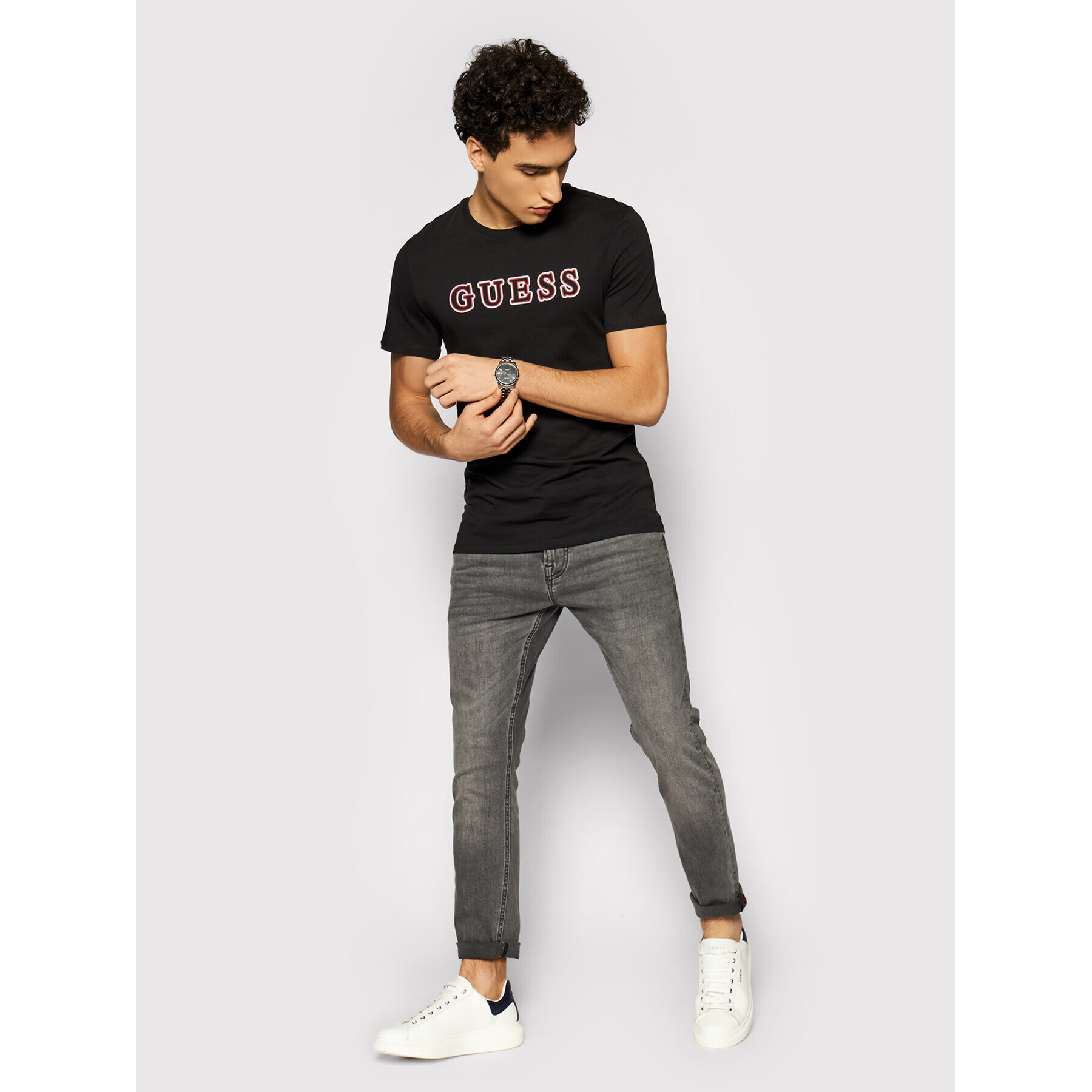 Guess T-Shirt M1YI53 I3Z11 Černá Slim Fit - Pepit.cz