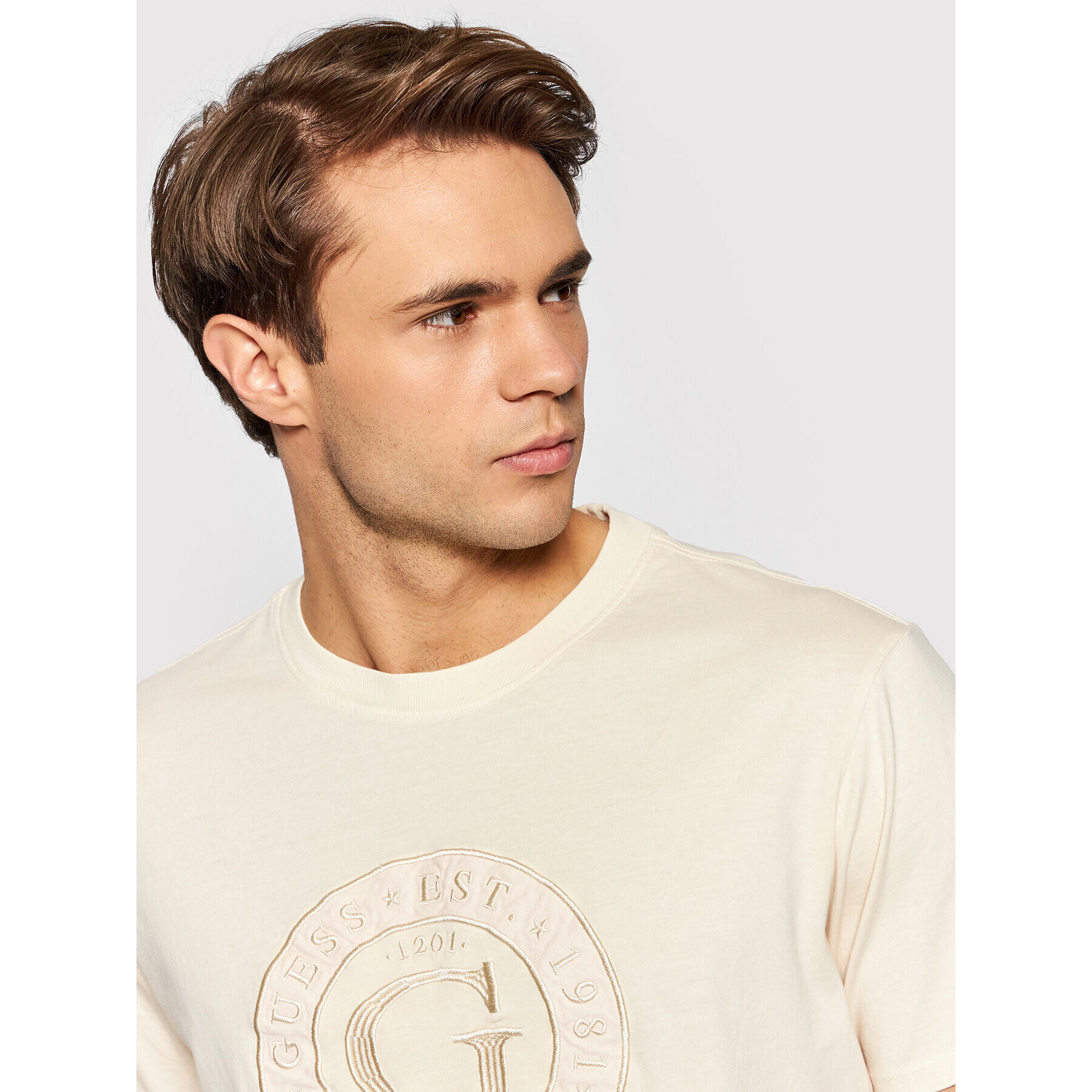 Guess T-Shirt M1YI75 RA260 Béžová Regular Fit - Pepit.cz