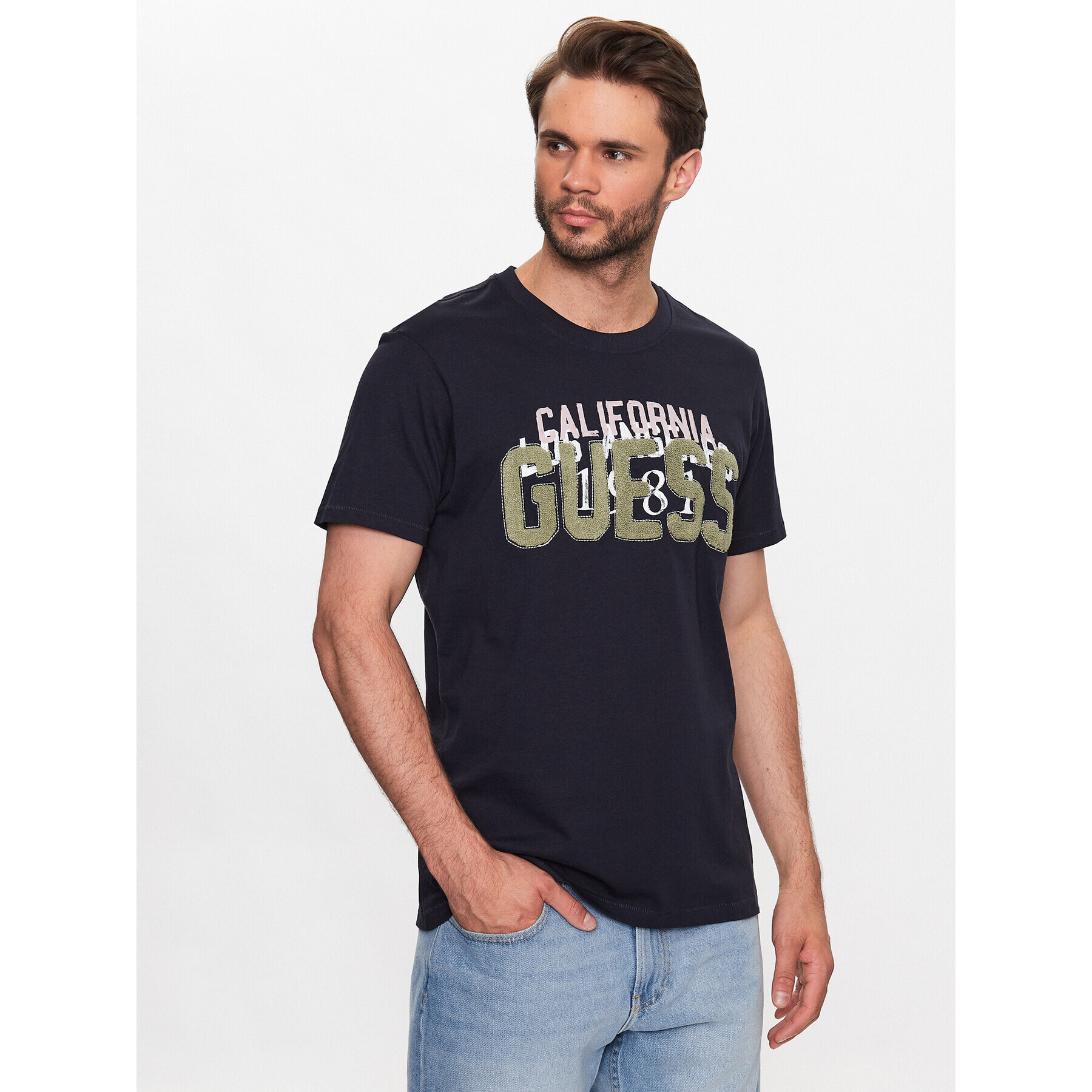 Guess T-Shirt M2BI38 K8FQ4 Tmavomodrá Regular Fit - Pepit.cz