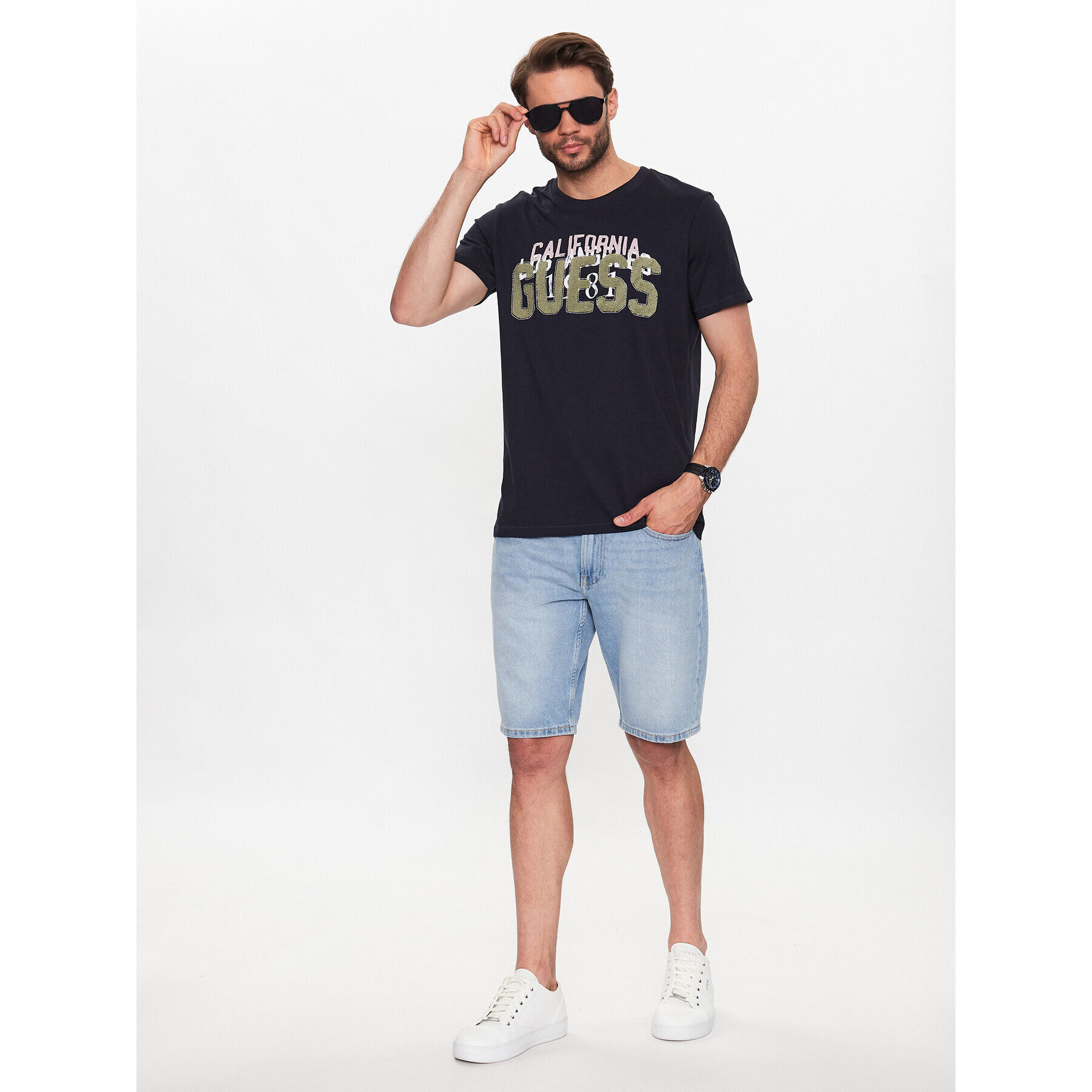 Guess T-Shirt M2BI38 K8FQ4 Tmavomodrá Regular Fit - Pepit.cz