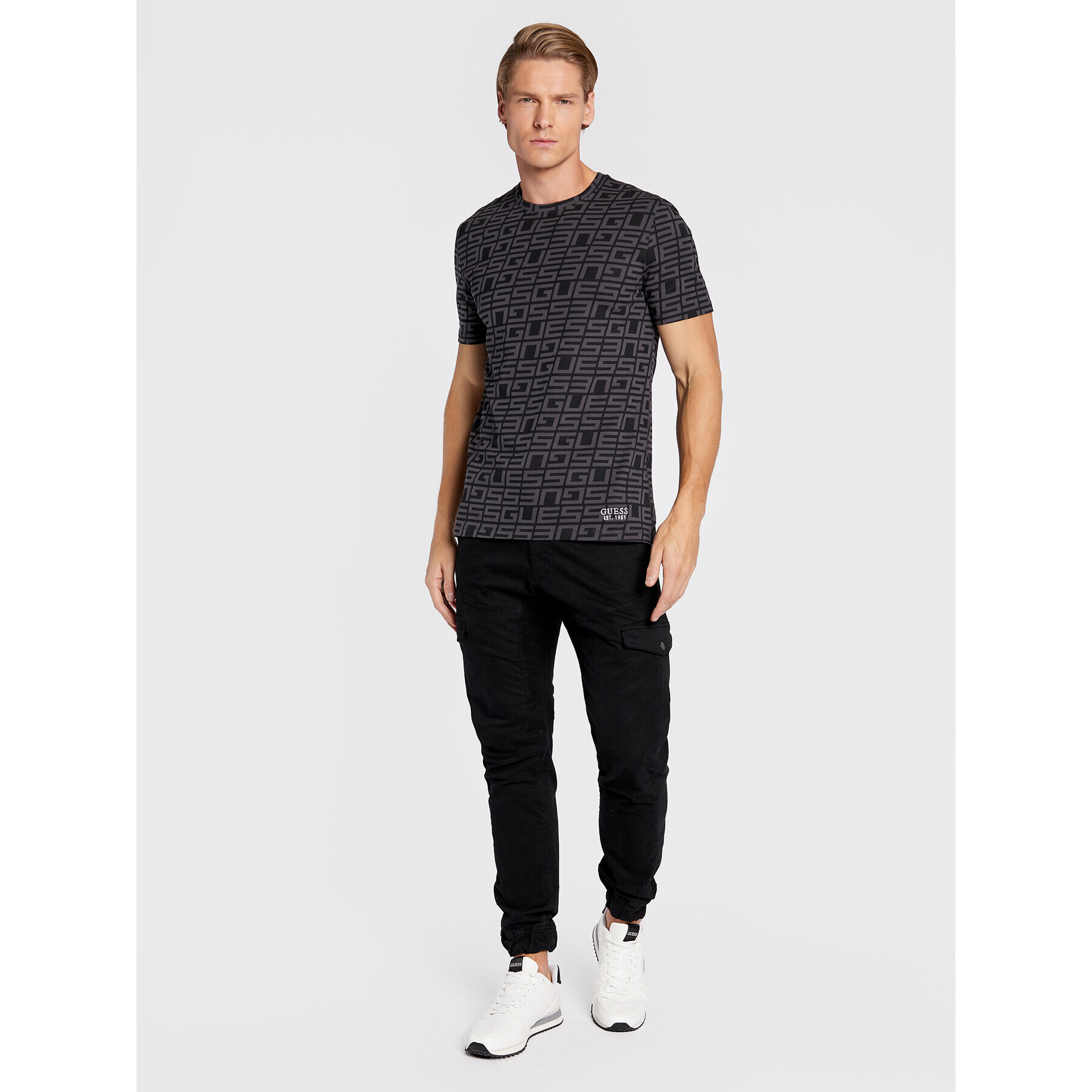 Guess T-Shirt M2BI50 J1314 Šedá Slim Fit - Pepit.cz