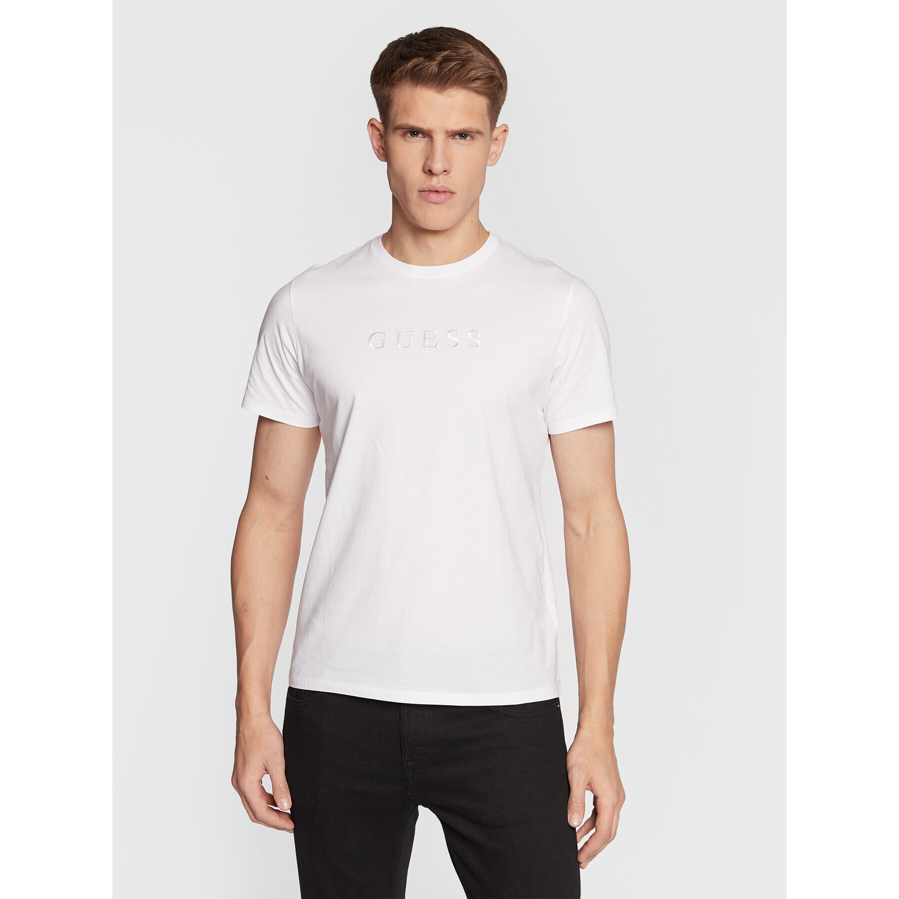 Guess T-Shirt M2BP47 K7HD0 Bílá Slim Fit - Pepit.cz