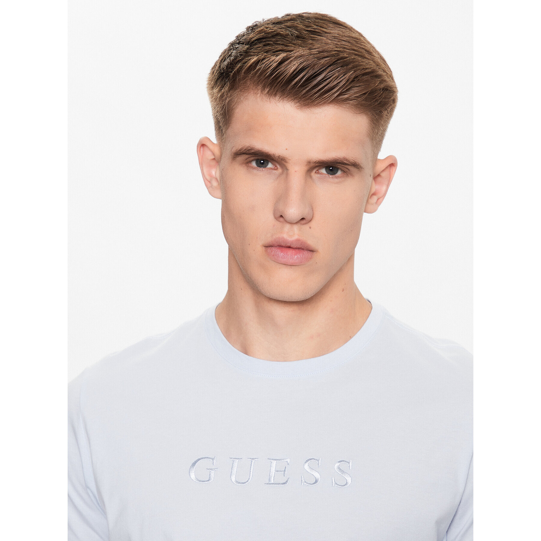 Guess T-Shirt M2BP47 K7HD0 Modrá Slim Fit - Pepit.cz