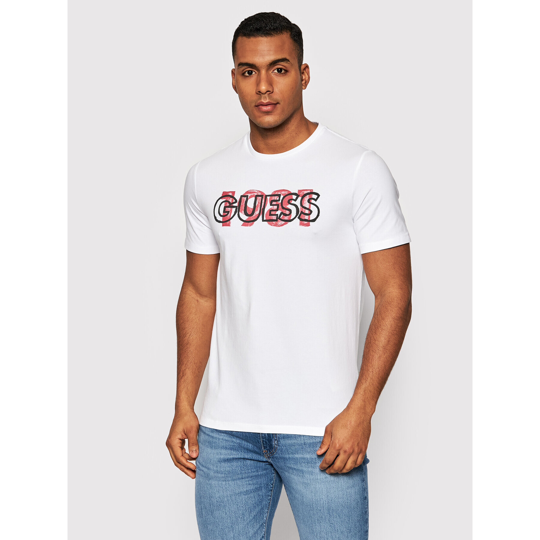 Guess T-Shirt M2GI09 J1311 Bílá Slim Fit - Pepit.cz