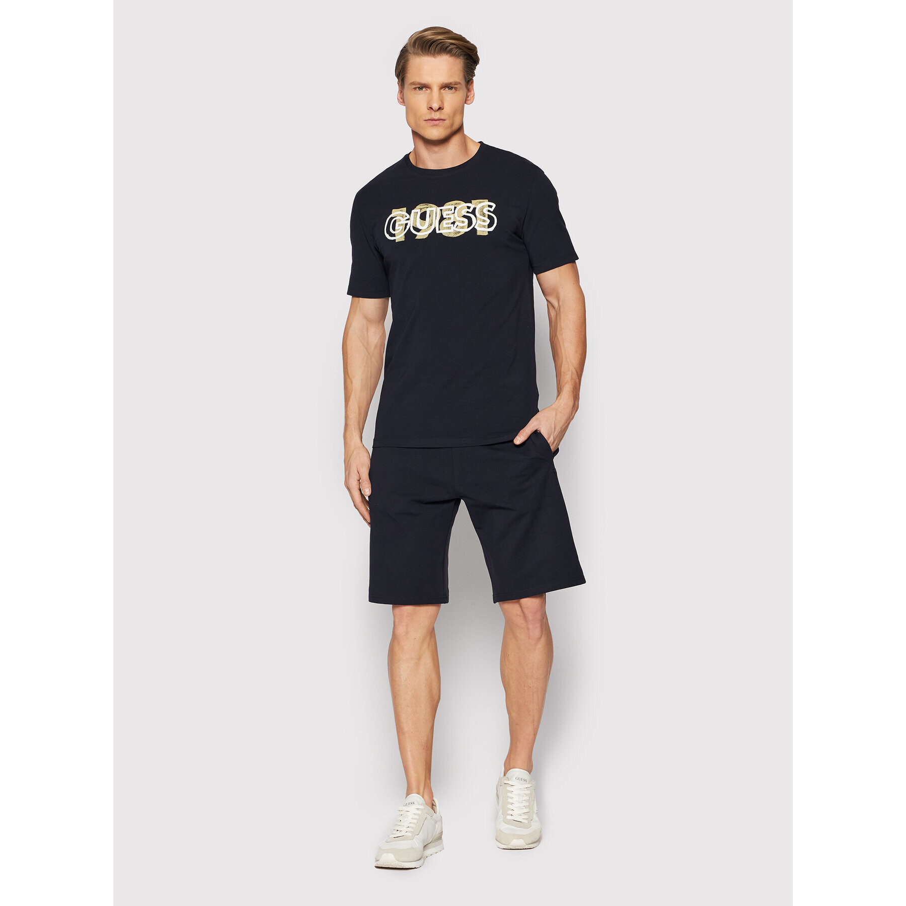 Guess T-Shirt M2GI09 J1311 Tmavomodrá Slim Fit - Pepit.cz