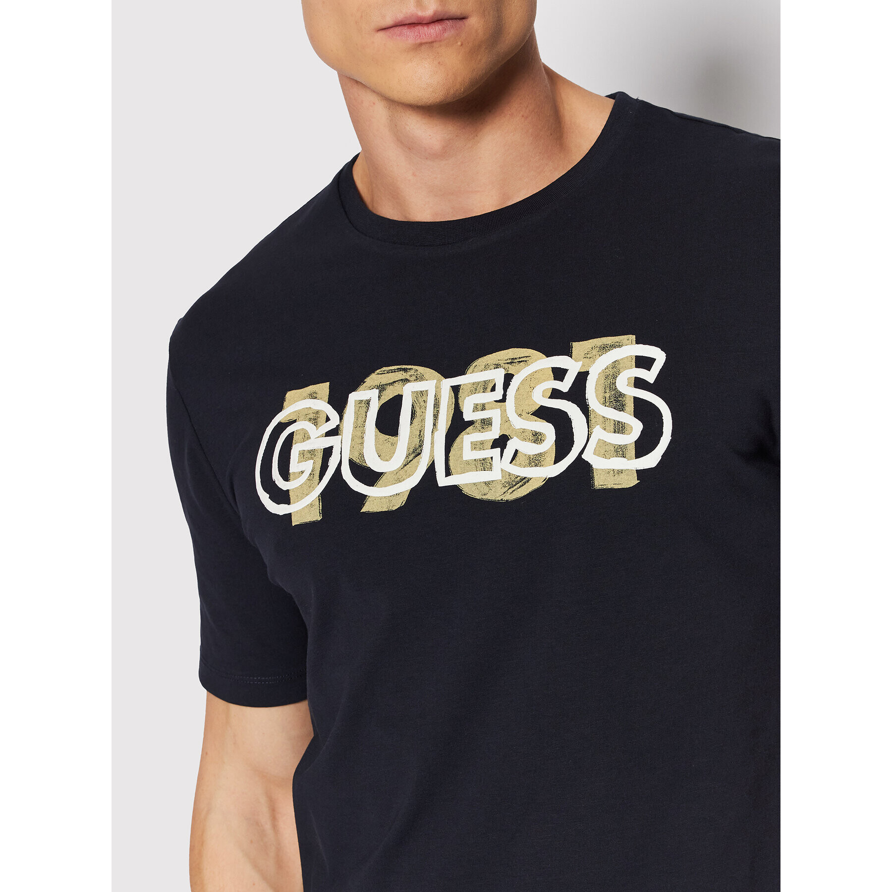 Guess T-Shirt M2GI09 J1311 Tmavomodrá Slim Fit - Pepit.cz