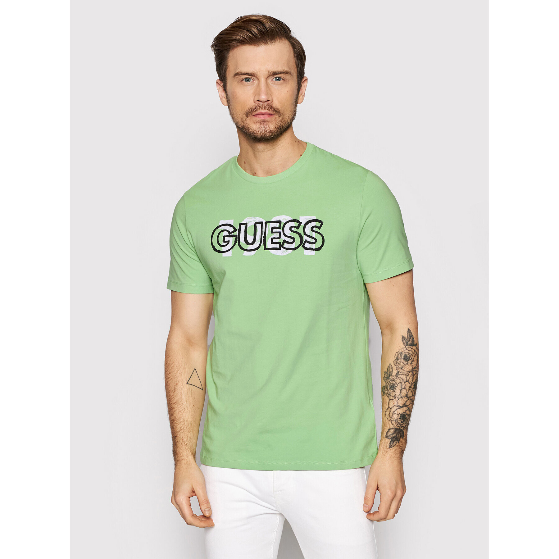 Guess T-Shirt M2GI09 J1311 Zelená Slim Fit - Pepit.cz