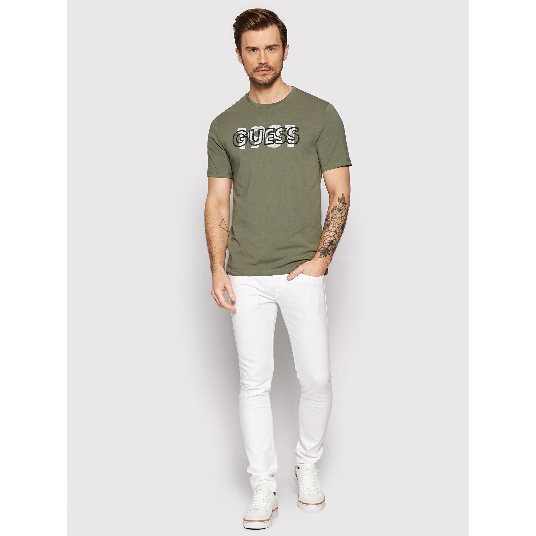 Guess T-Shirt M2GI09 J1311 Zelená Slim Fit - Pepit.cz