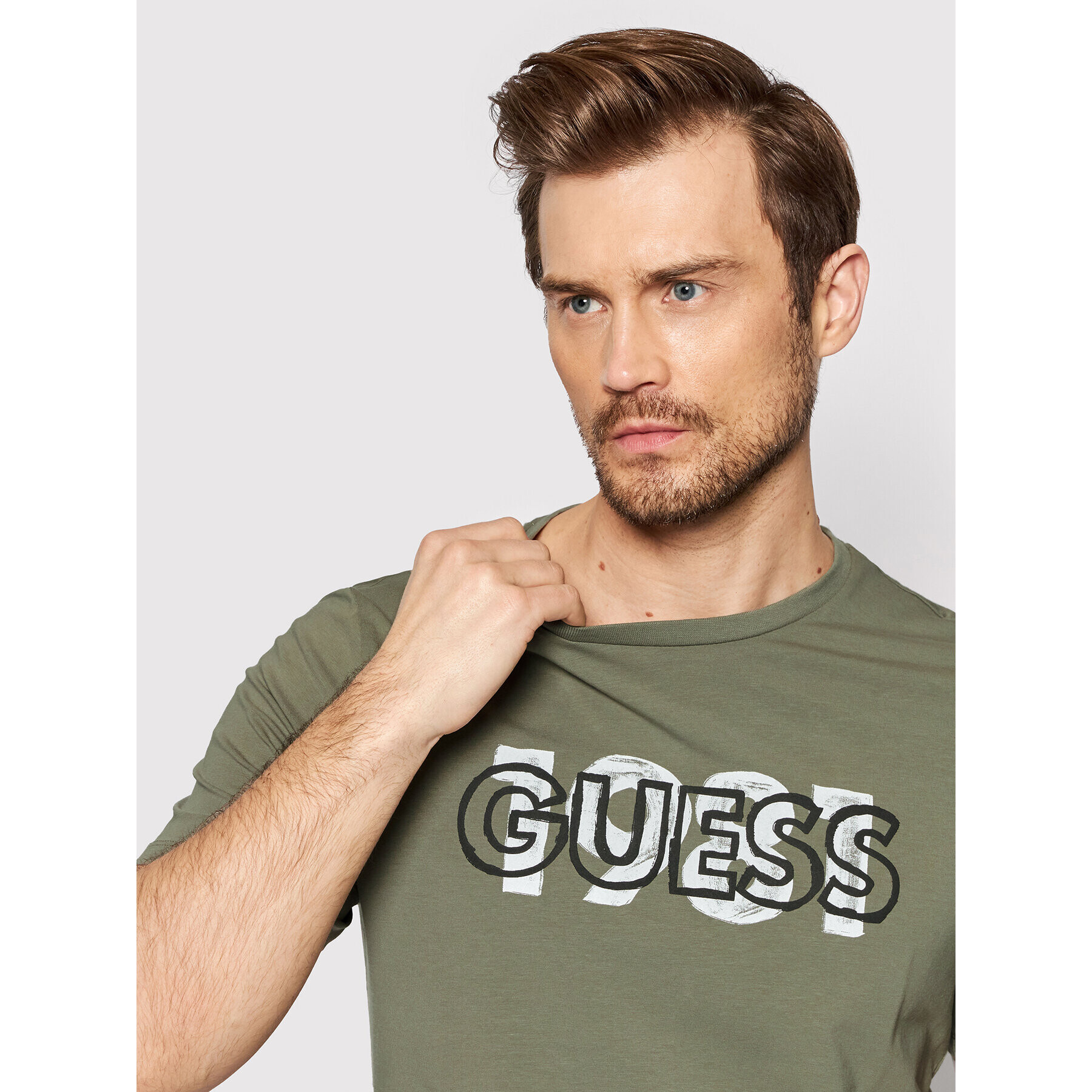 Guess T-Shirt M2GI09 J1311 Zelená Slim Fit - Pepit.cz