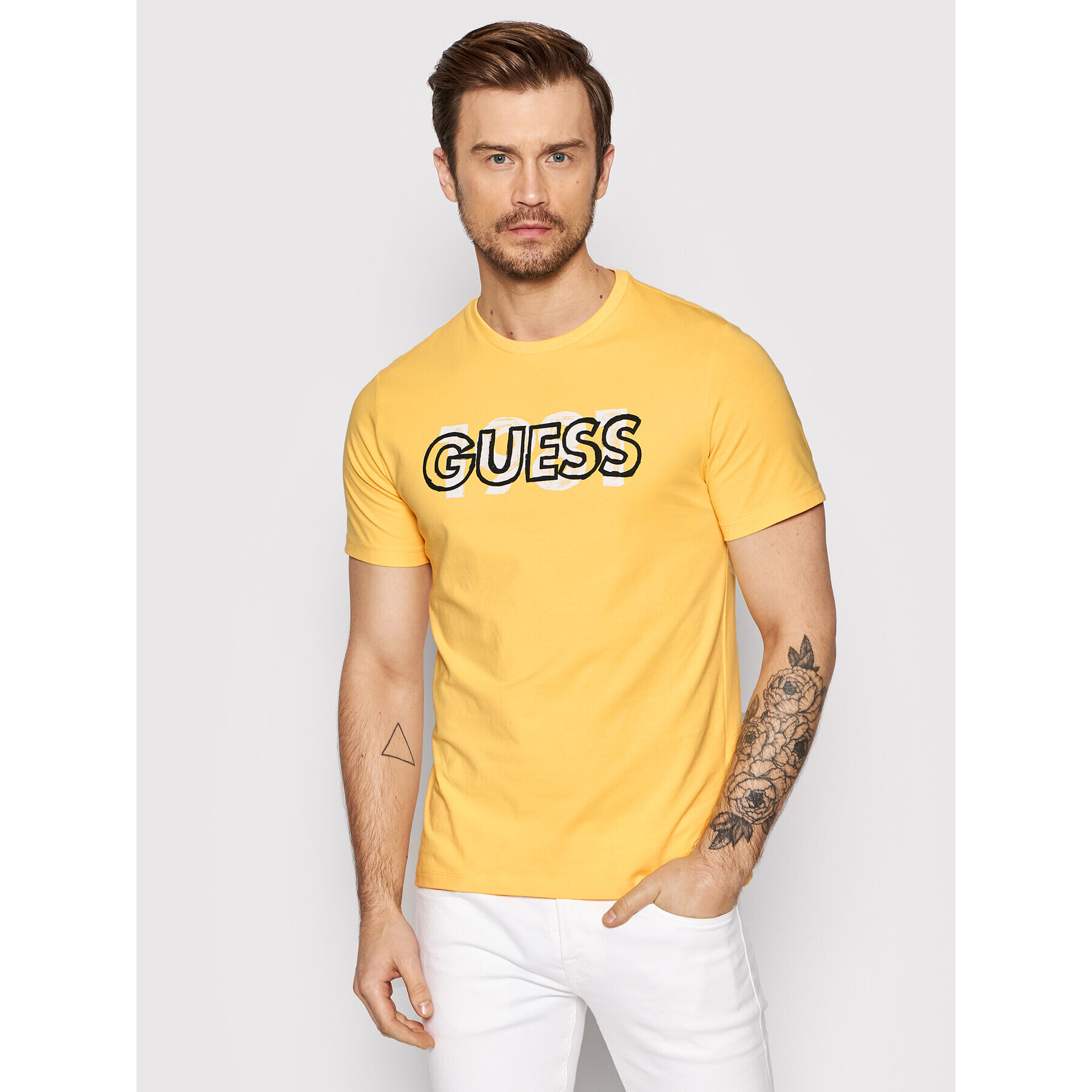 Guess T-Shirt M2GI09 J1311 Žlutá Slim Fit - Pepit.cz