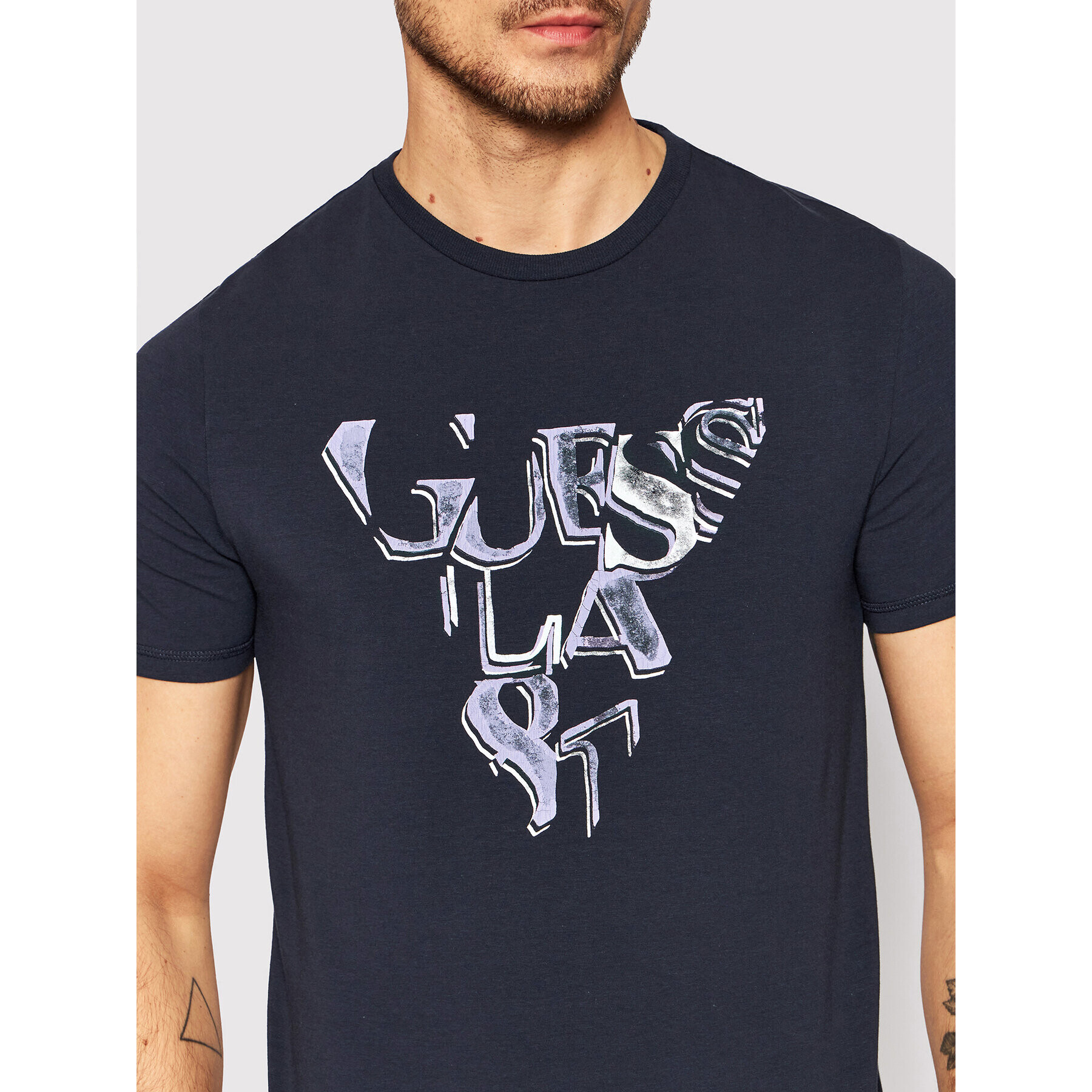 Guess T-Shirt M2GI22 J1311 Tmavomodrá Slim Fit - Pepit.cz