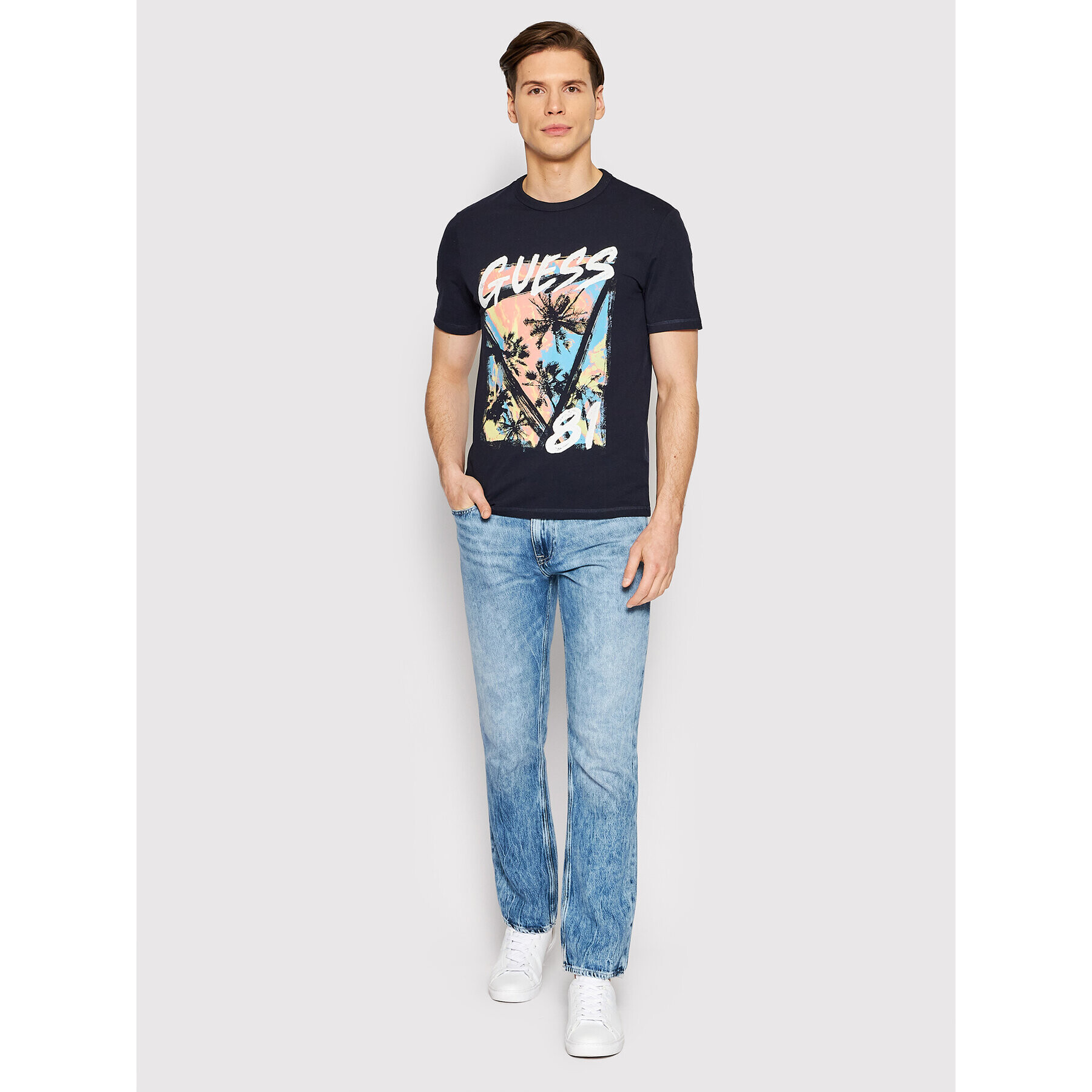 Guess T-Shirt M2GI24 J1311 Tmavomodrá Slim Fit - Pepit.cz