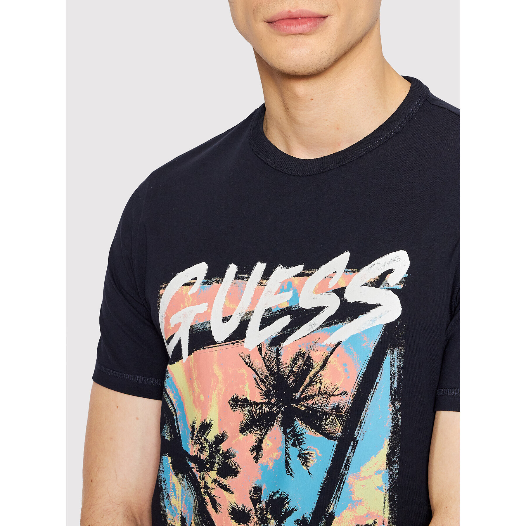 Guess T-Shirt M2GI24 J1311 Tmavomodrá Slim Fit - Pepit.cz