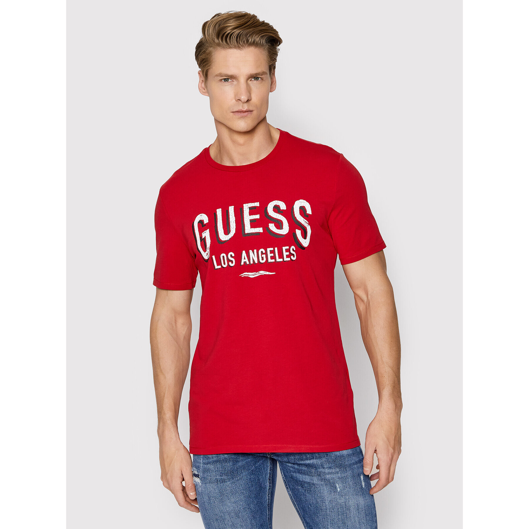 Guess T-Shirt M2RI18 J1311 Červená Slim Fit - Pepit.cz