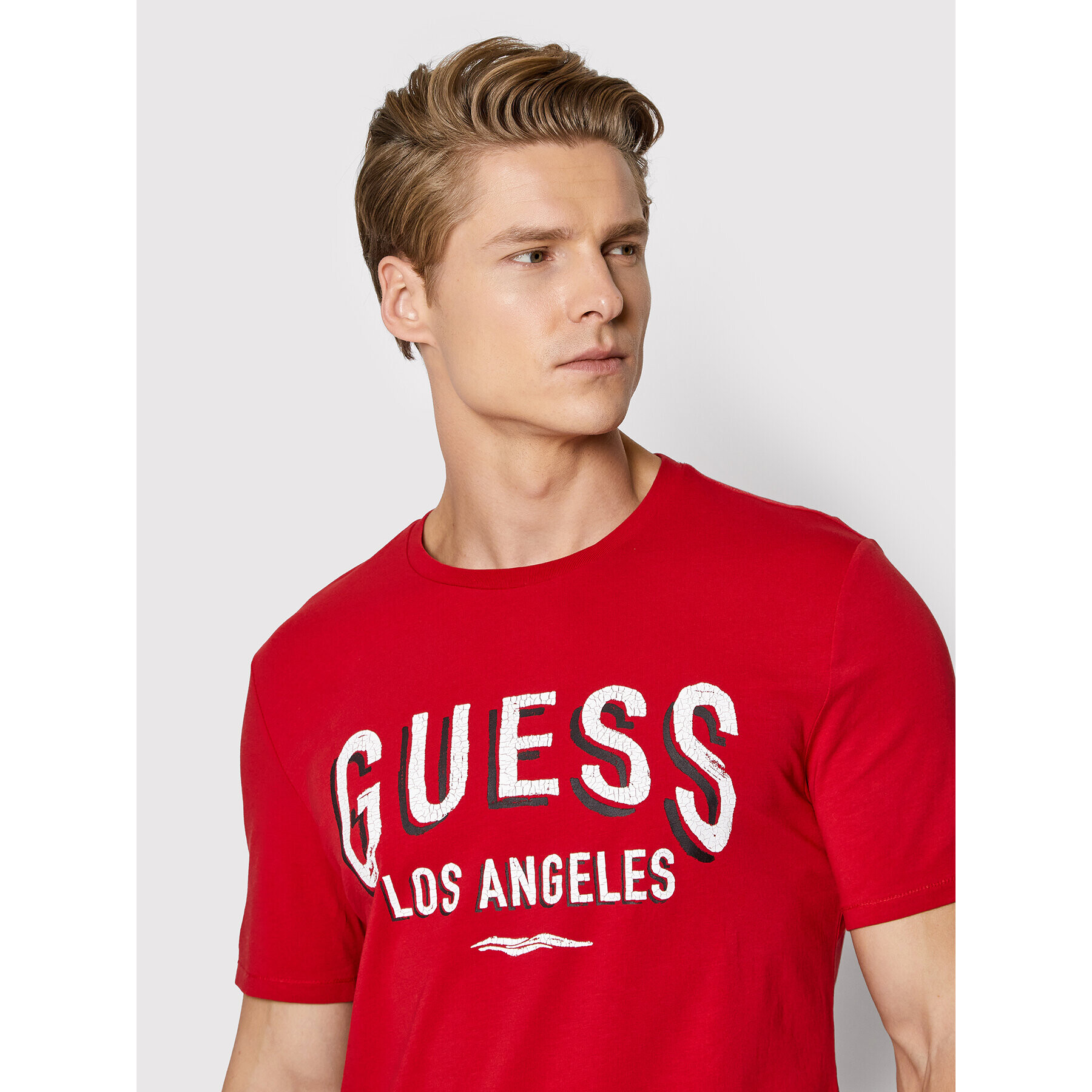 Guess T-Shirt M2RI18 J1311 Červená Slim Fit - Pepit.cz