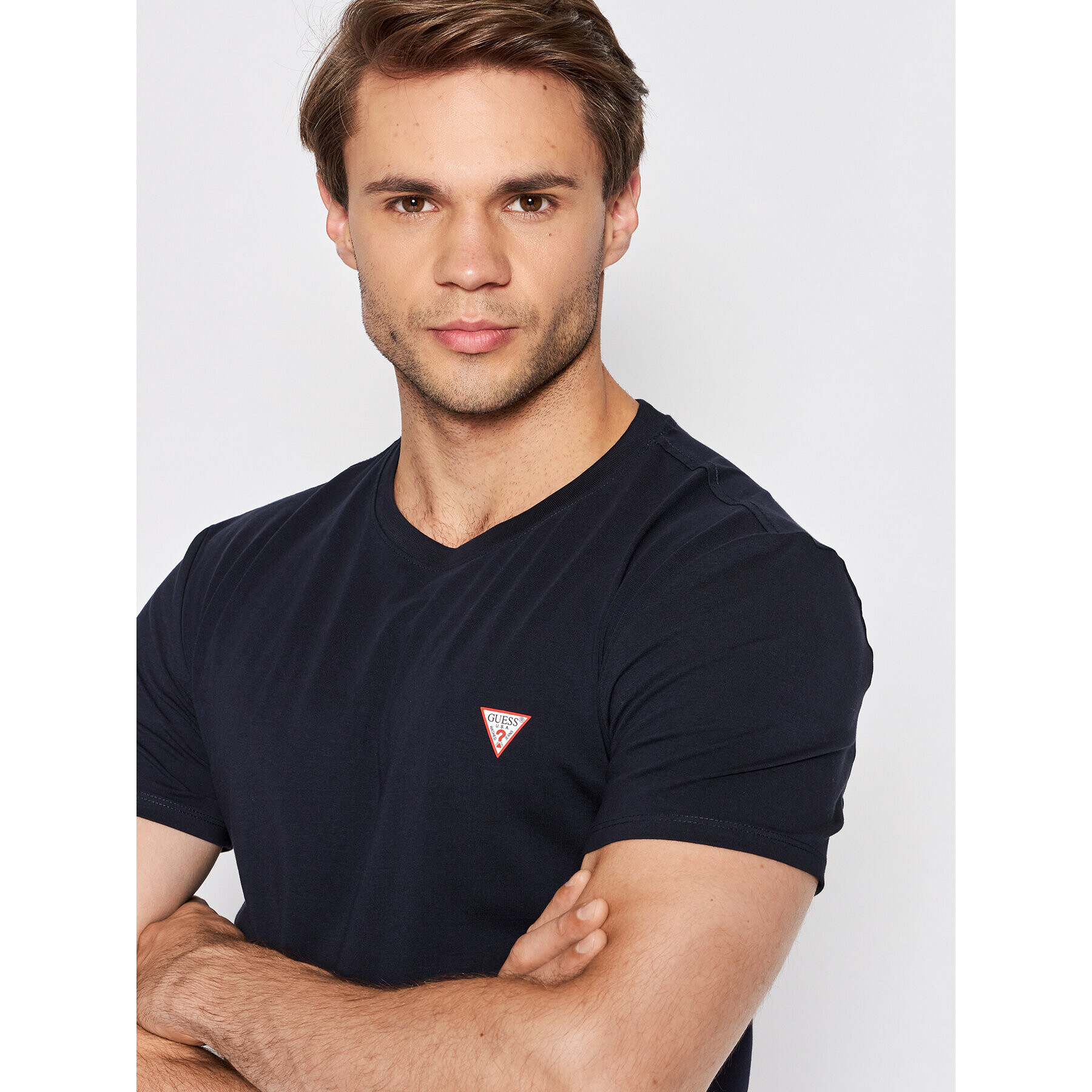 Guess T-Shirt M2YI24 J1311 Tmavomodrá Super Slim Fit - Pepit.cz